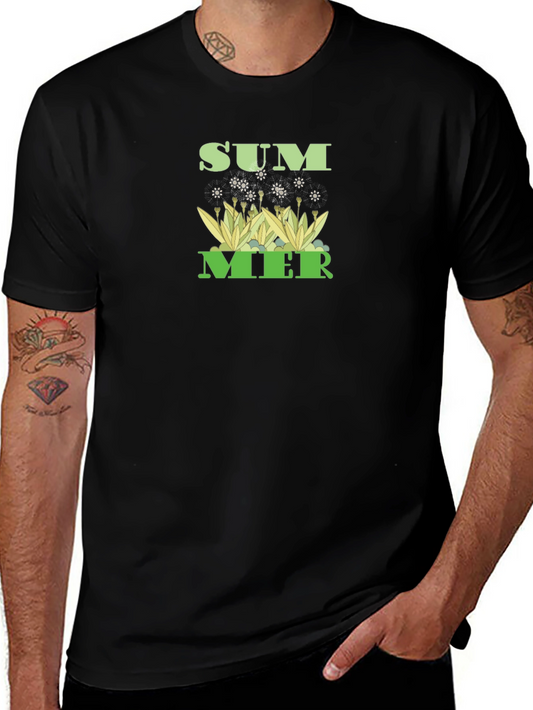 Summer Graphic Tee - Black Cotton T-Shirt