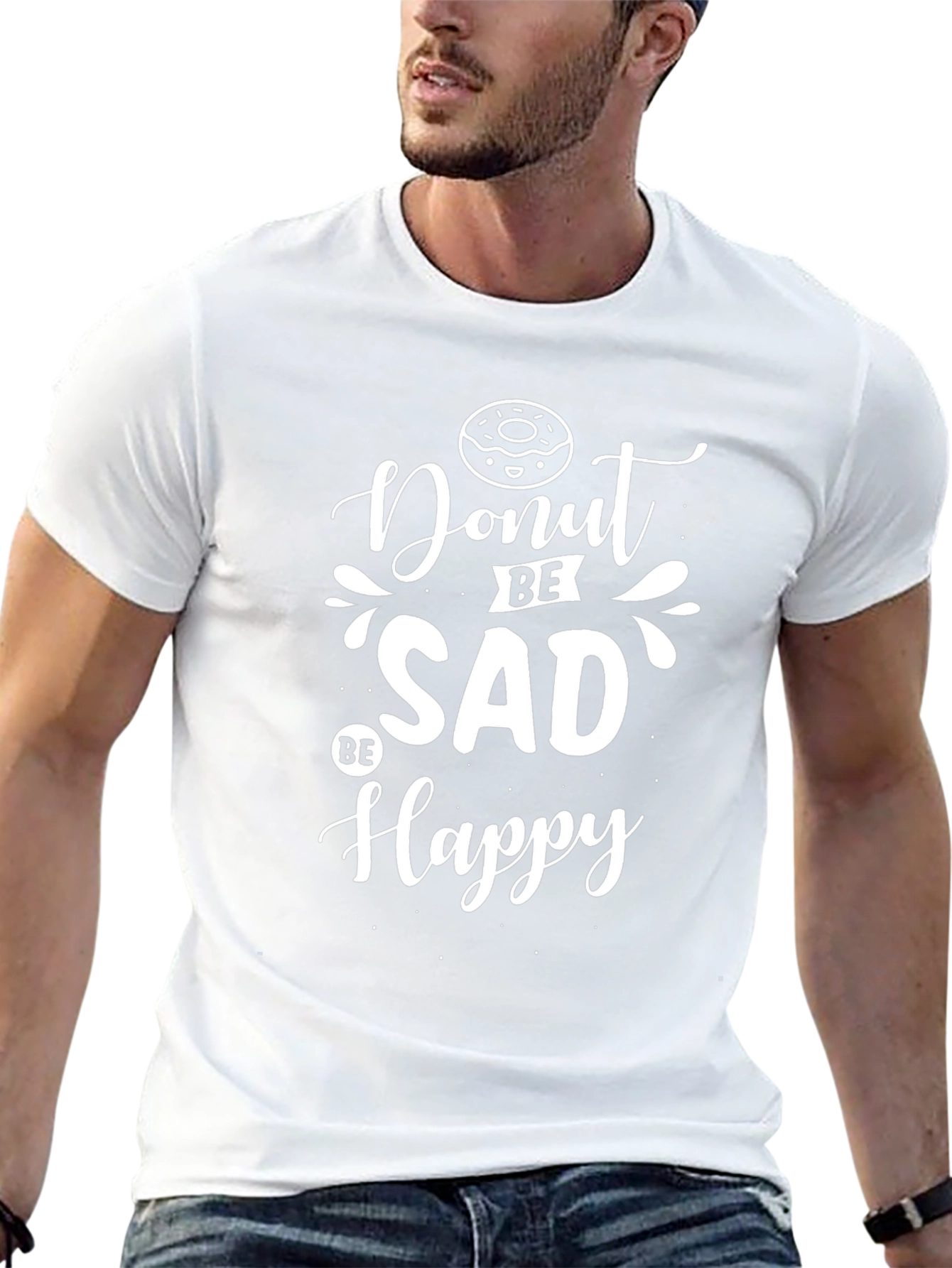 Donut Be Sad Be Happy Black T-Shirt