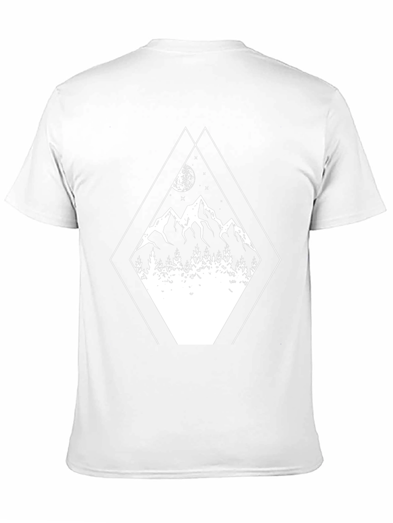 Geometric Mountain Scene Graphic Tee - Black Cotton Blend