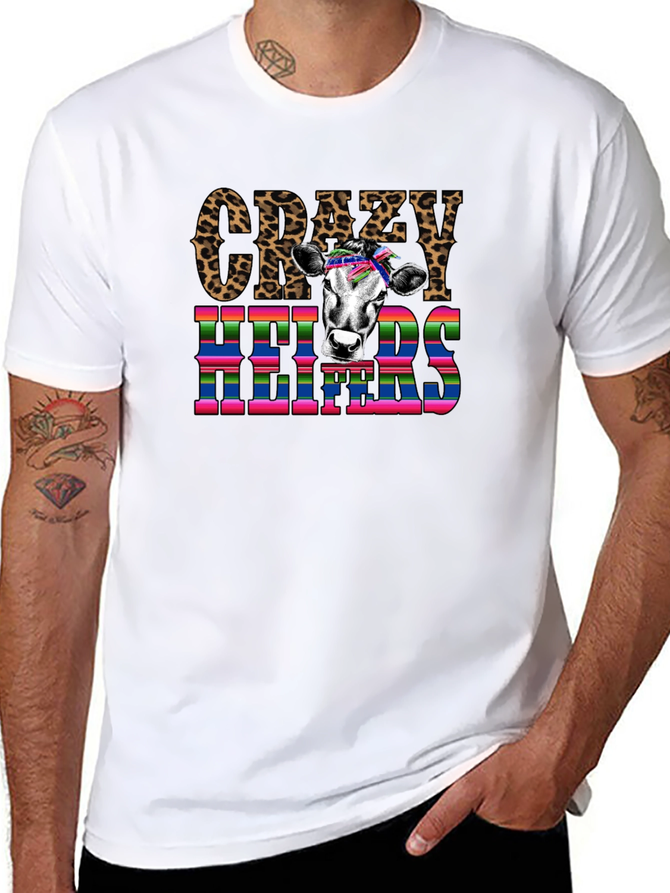 Crazy Heifers Graphic Tee - Black Cotton Blend