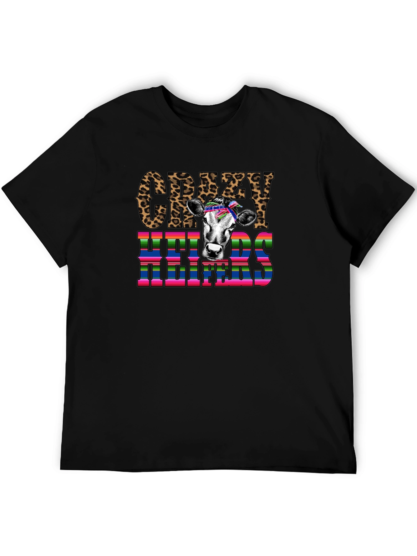Crazy Heifers Graphic Tee - Black Cotton Blend