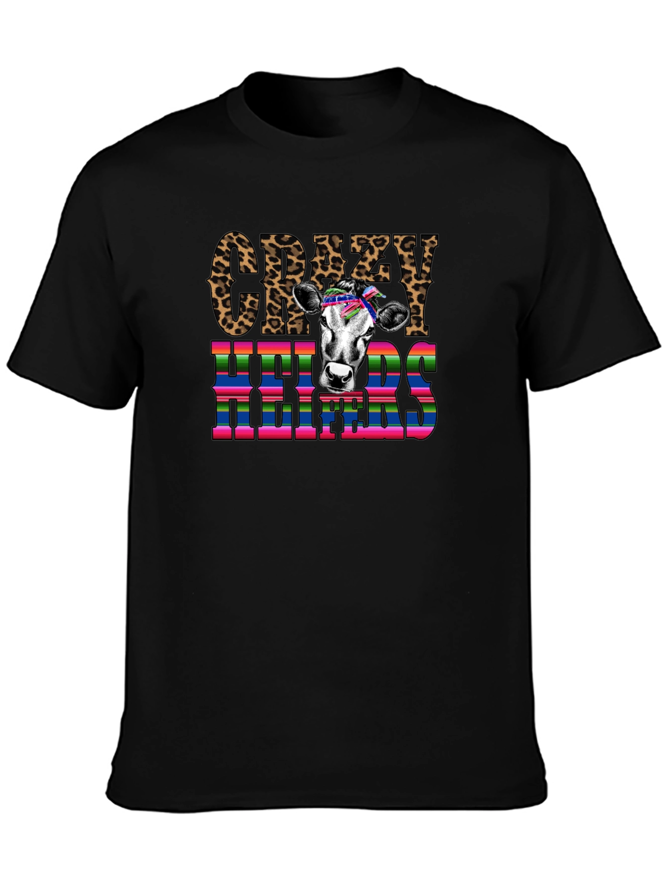 Crazy Heifers Graphic Tee - Black Cotton Blend