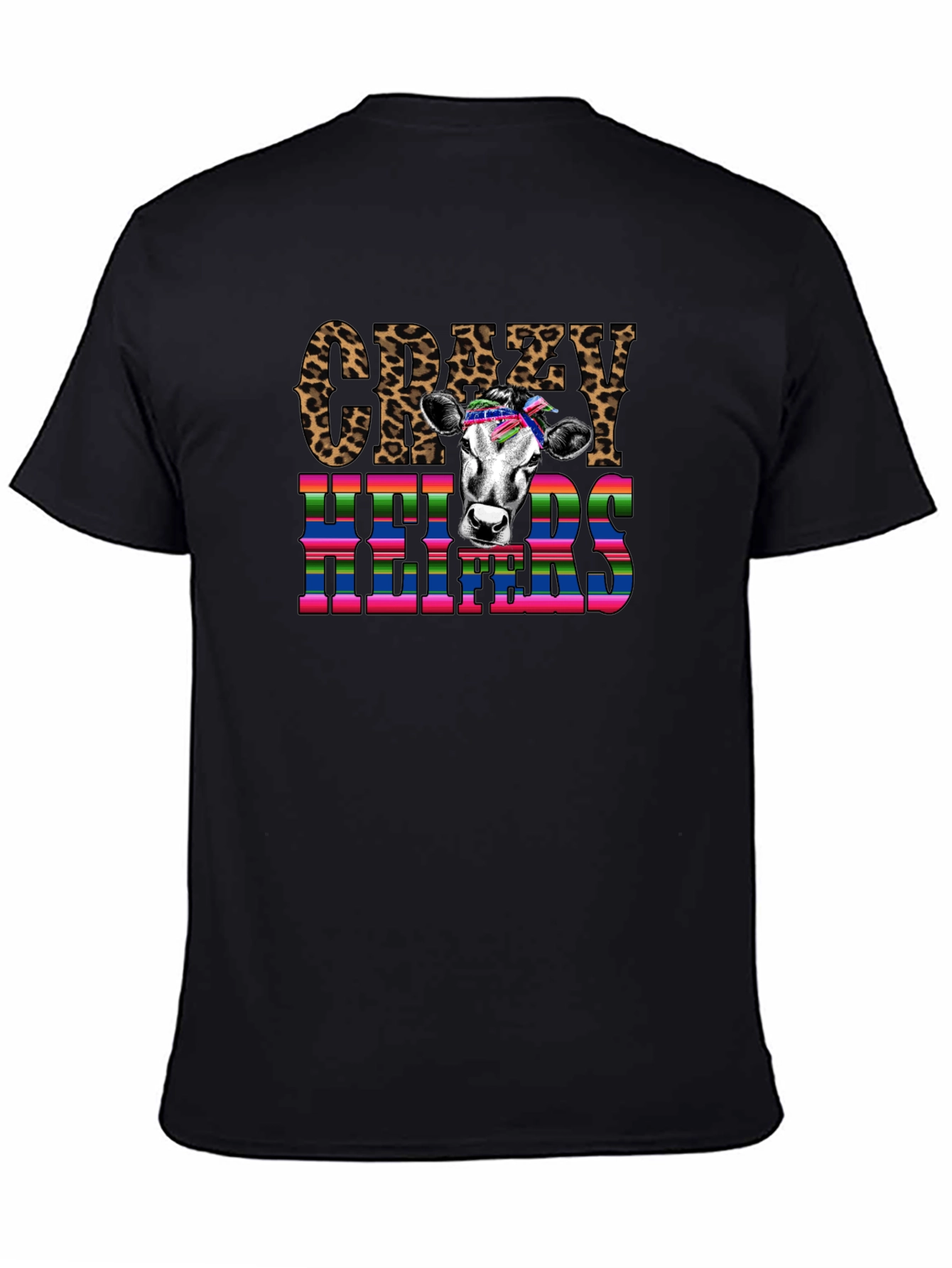 Crazy Heifers Graphic Tee - Black Cotton Blend