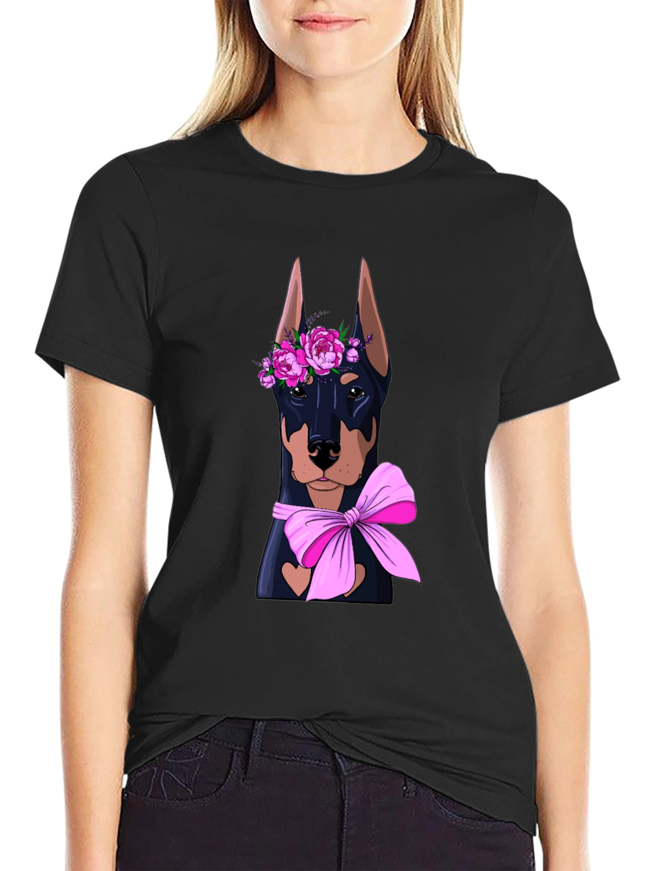 Doberman Flower Crown T-Shirt – Cute Dog Lover Graphic Tee