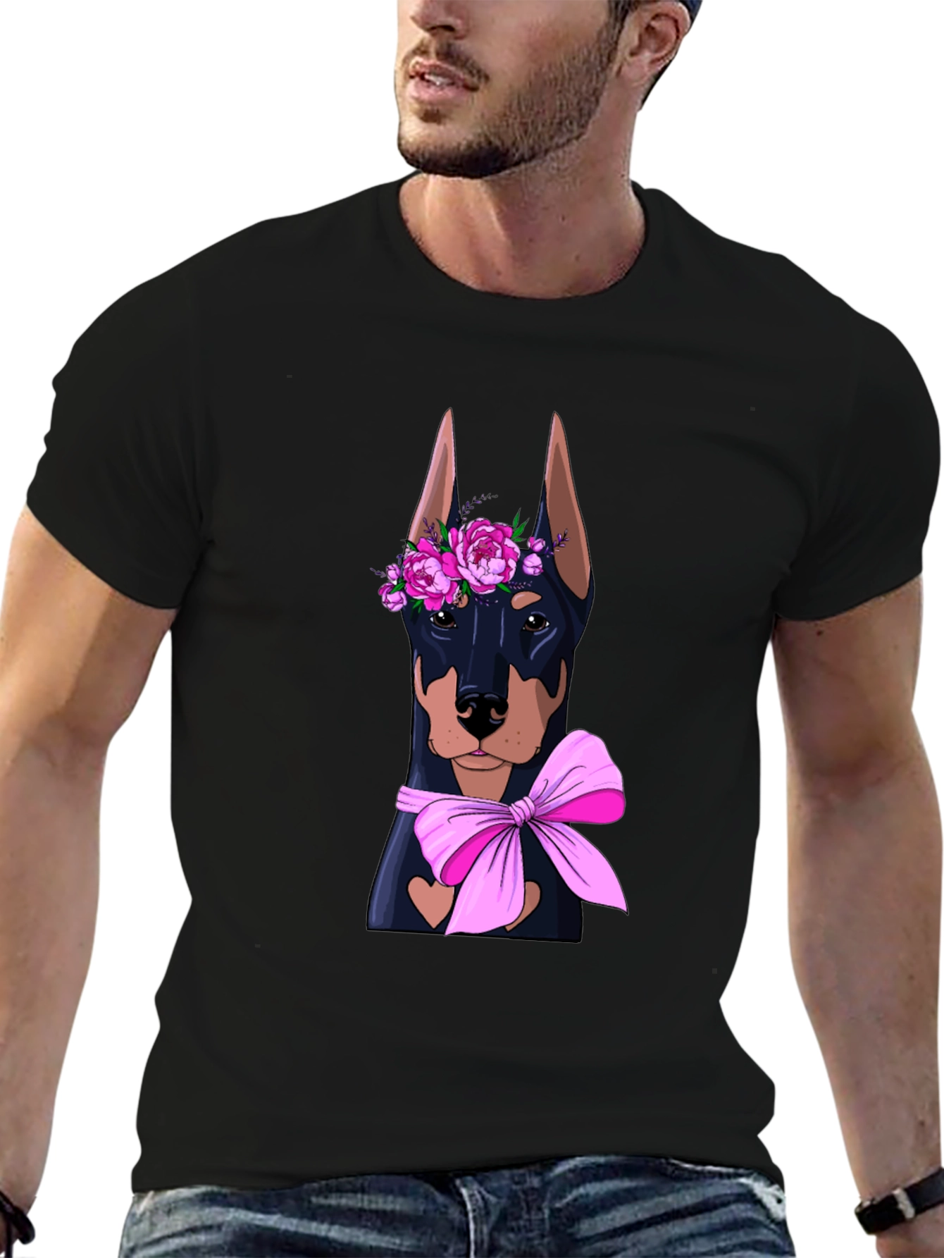 Doberman Flower Crown T-Shirt – Cute Dog Lover Graphic Tee
