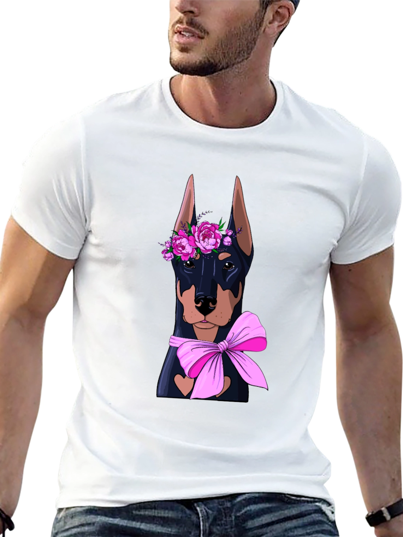 Doberman Flower Crown T-Shirt – Cute Dog Lover Graphic Tee