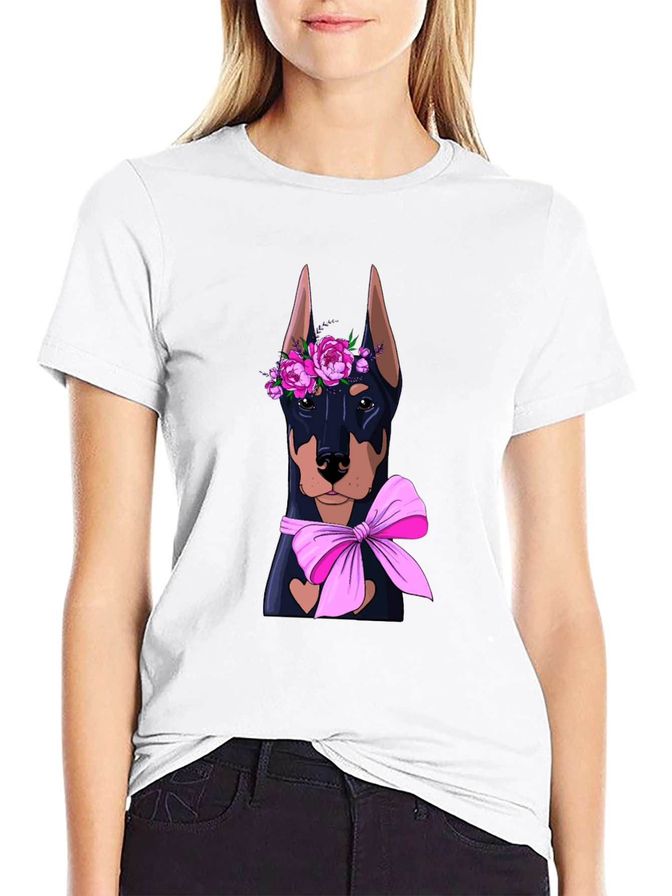 Doberman Flower Crown T-Shirt – Cute Dog Lover Graphic Tee