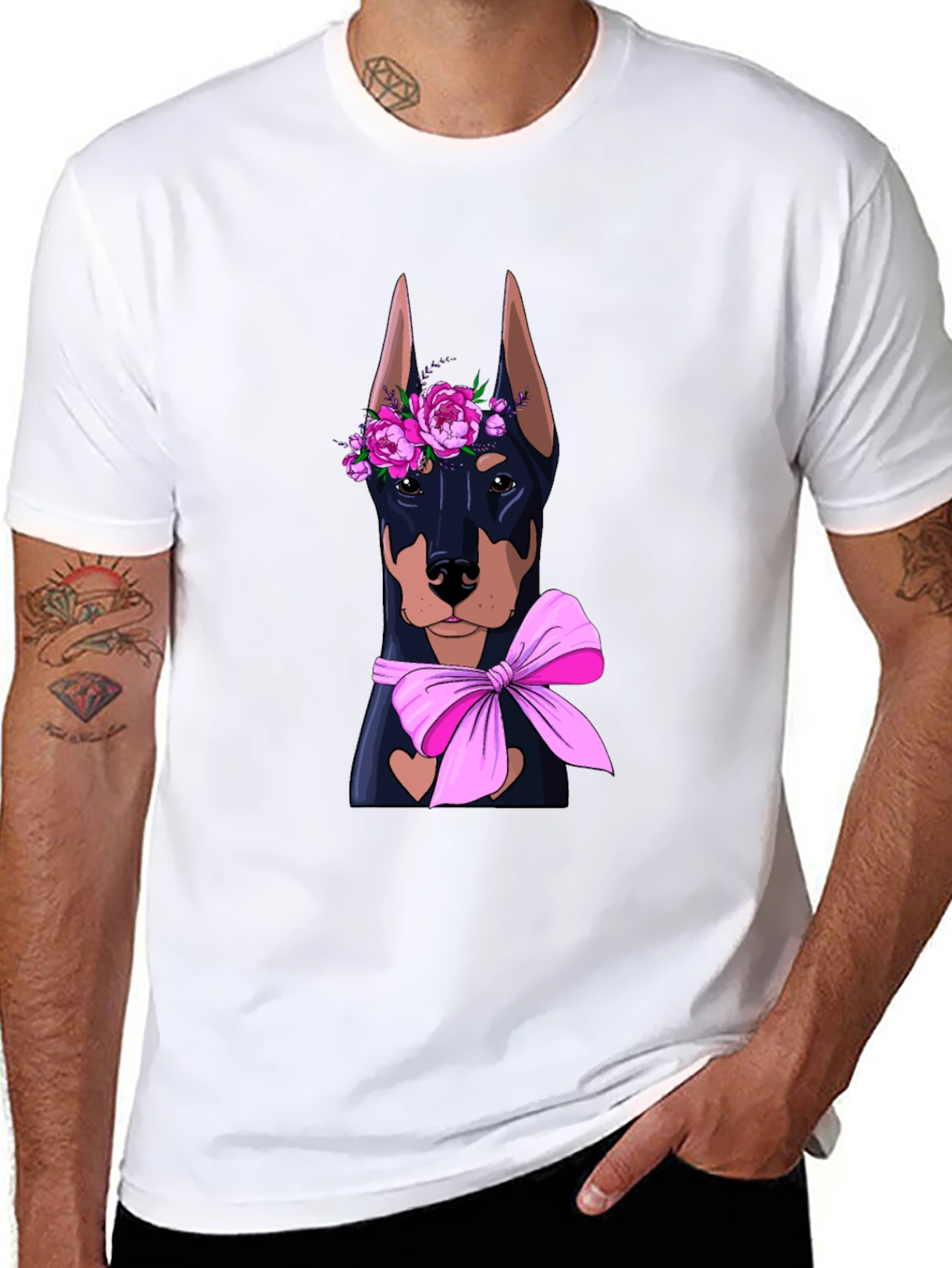 Doberman Flower Crown T-Shirt – Cute Dog Lover Graphic Tee