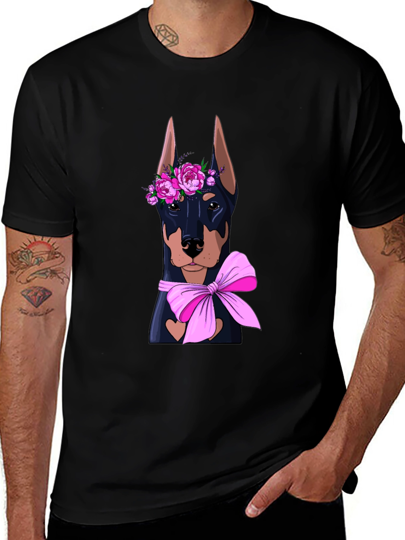 Doberman Flower Crown T-Shirt – Cute Dog Lover Graphic Tee