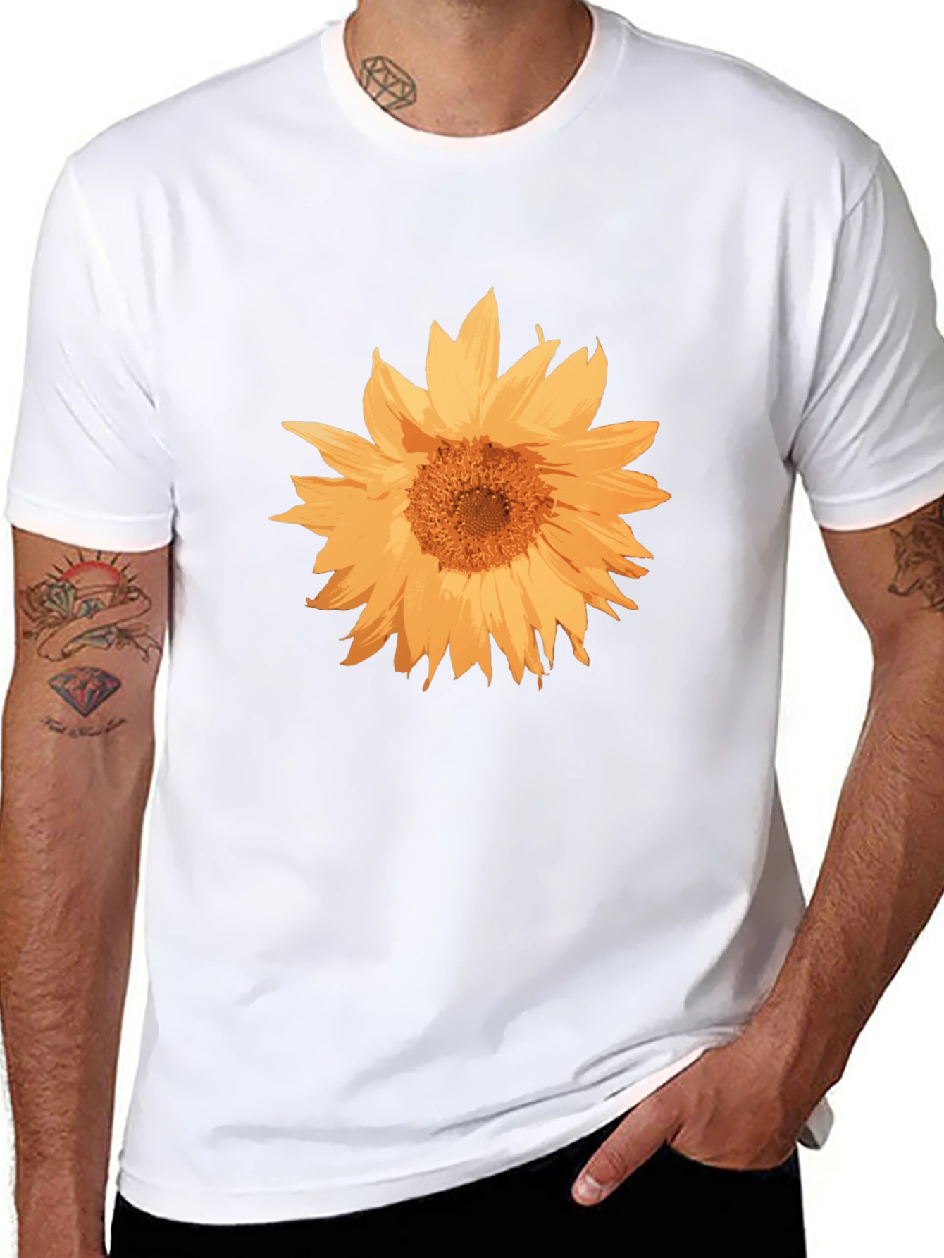Sunflower Graphic Tee - Casual Black T-Shirt