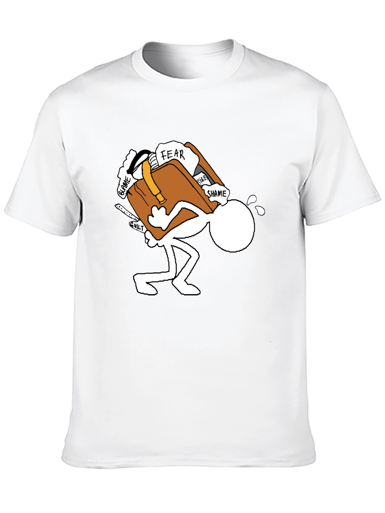 Burdened Stick Figure Graphic Tee - Black