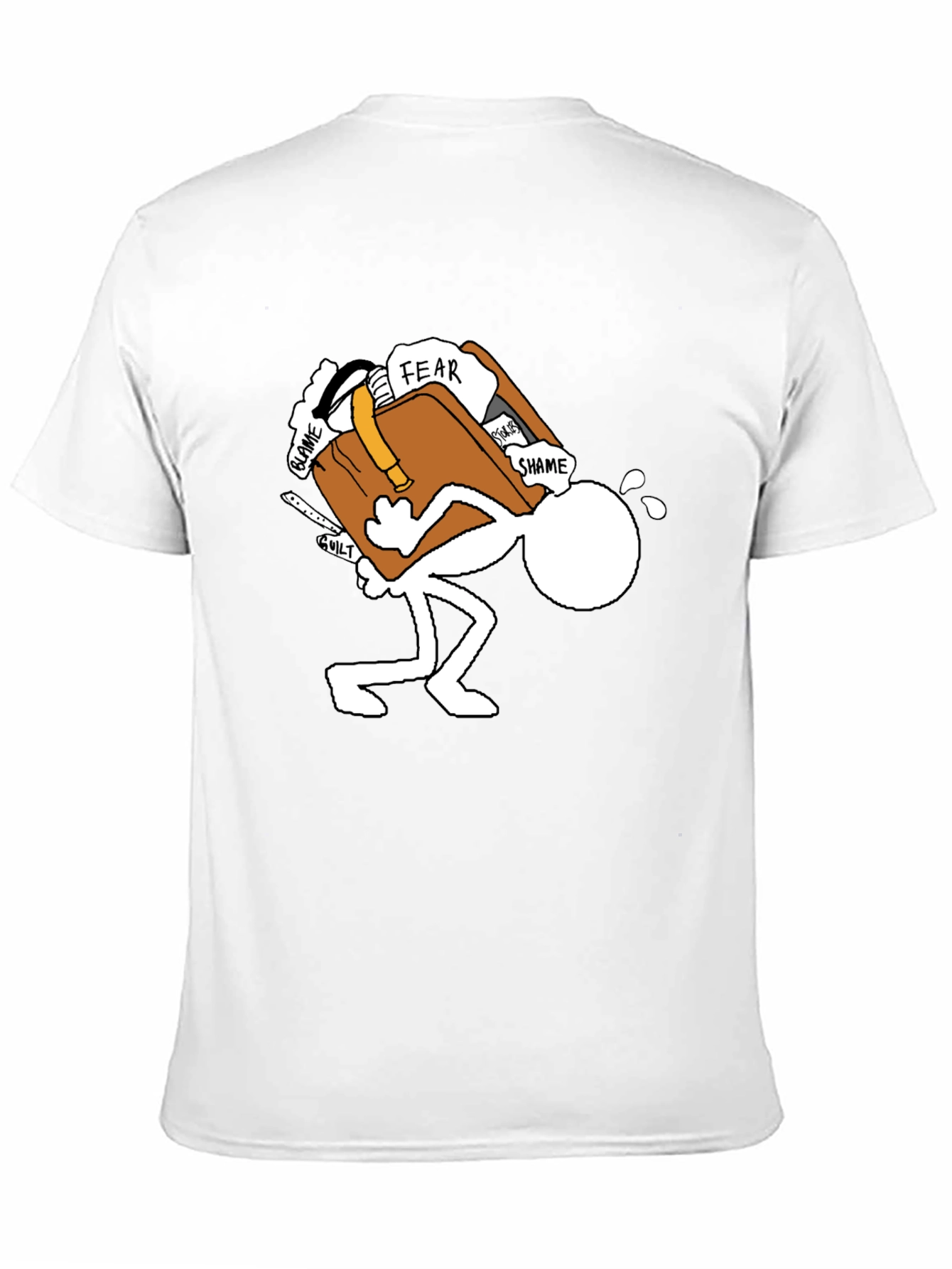 Burdened Stick Figure Graphic Tee - Black