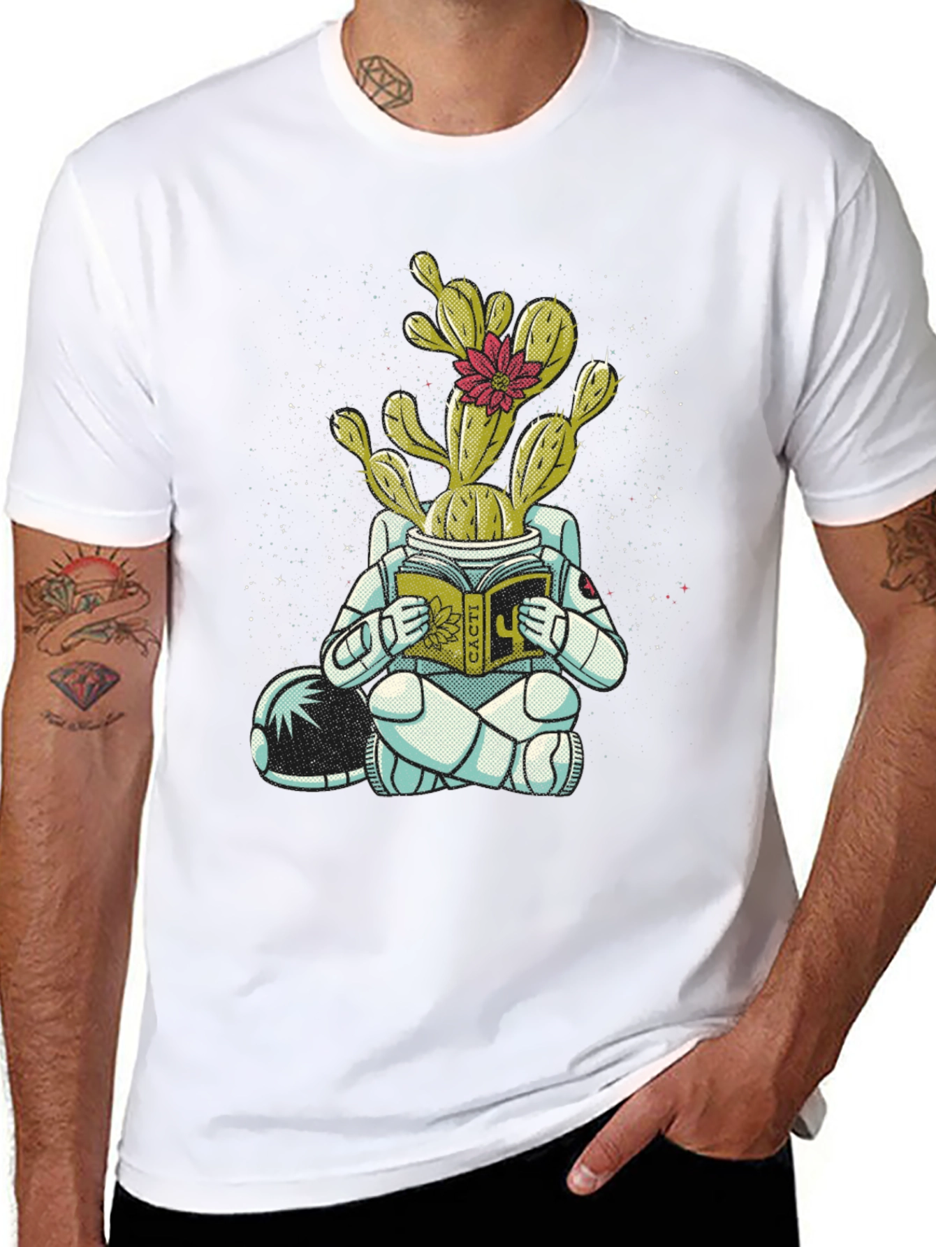 Cactus Astronaut Graphic Tee - Unique Design