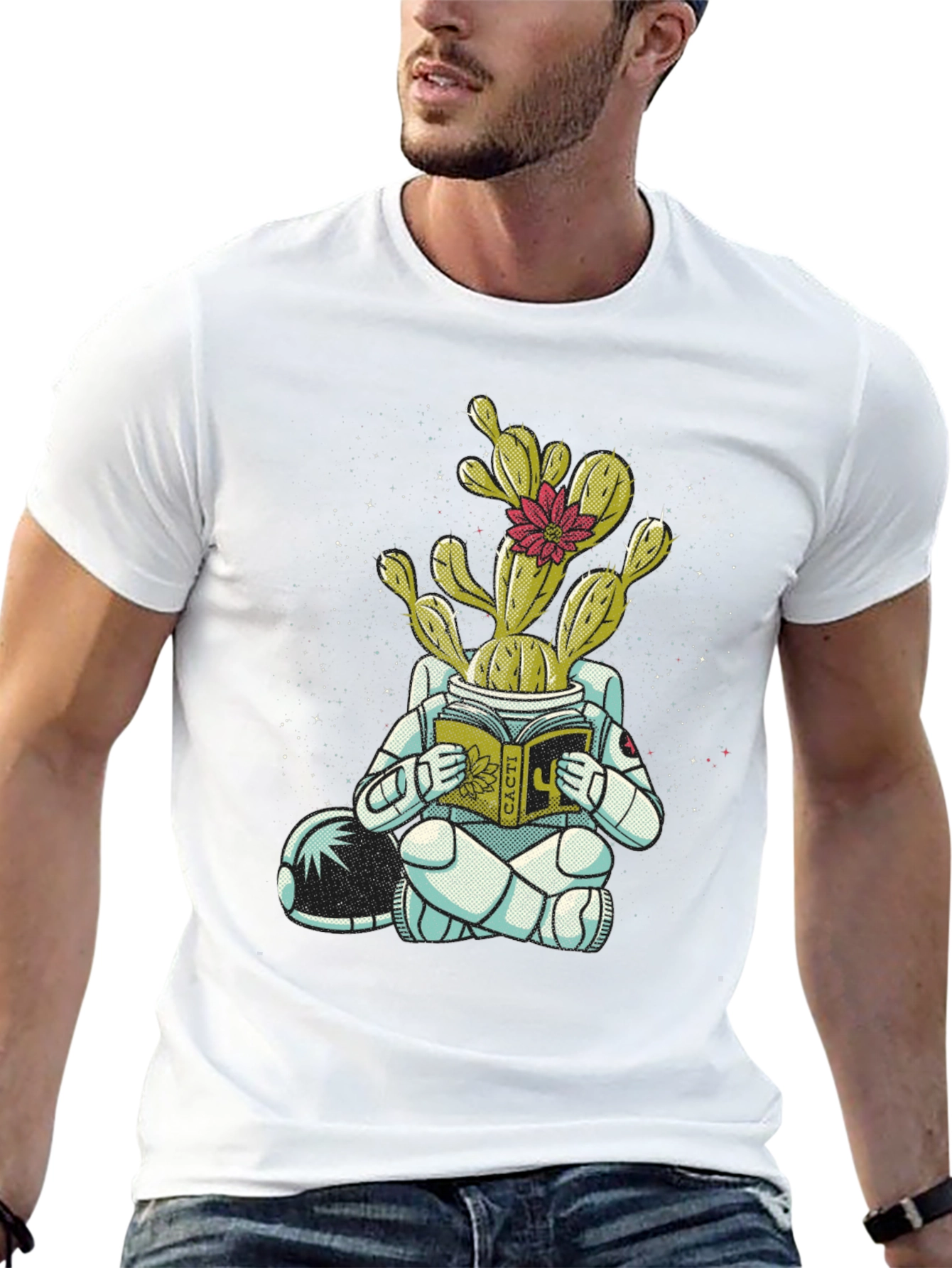 Cactus Astronaut Graphic Tee - Unique Design