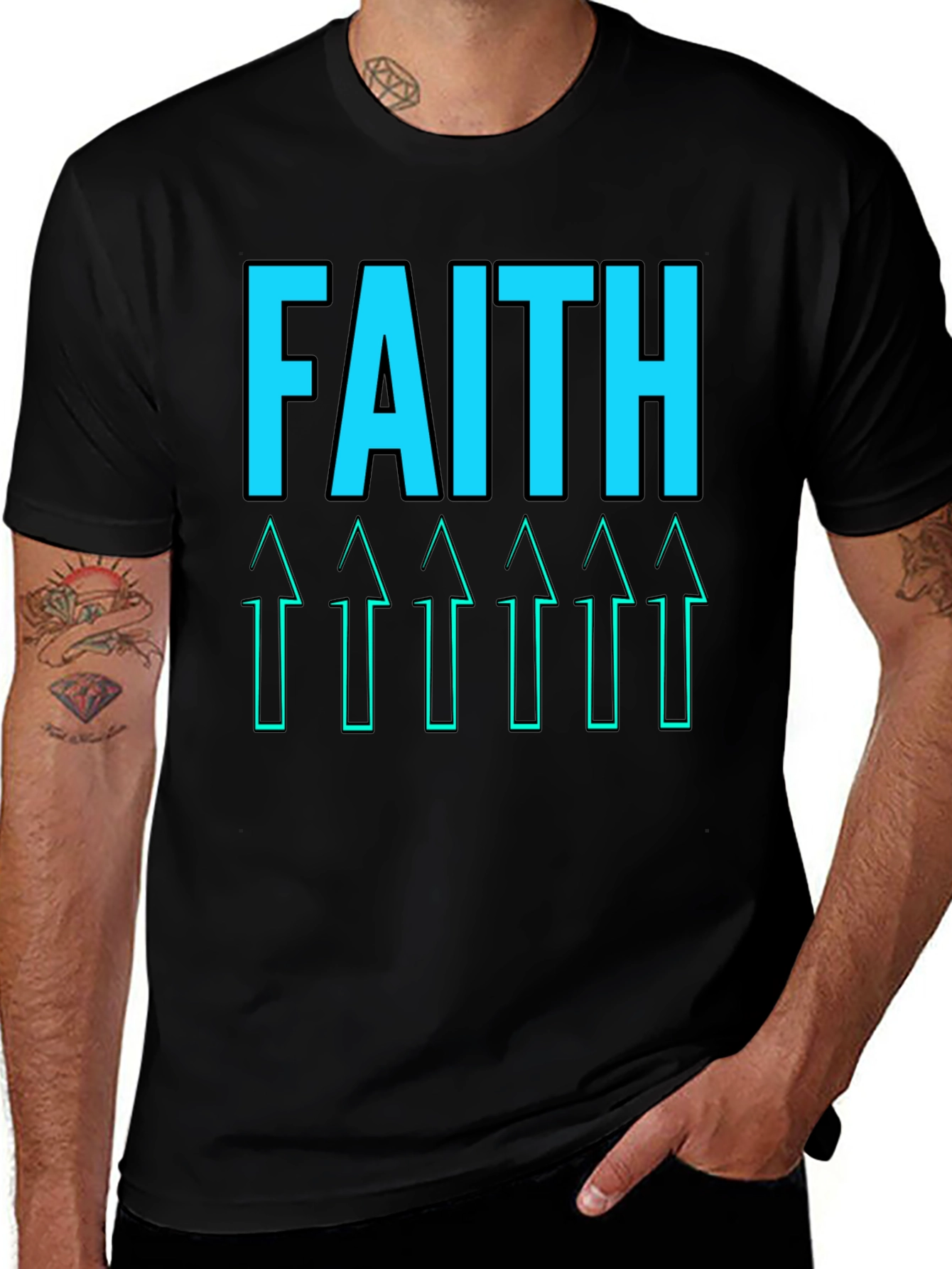 Faith Arrows Graphic Tee - Black Casual Shirt