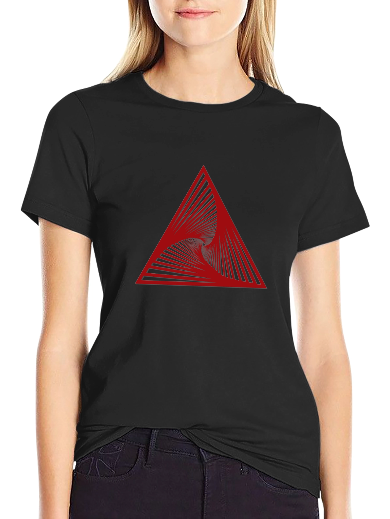Geometric Vortex Triangle Graphic Tee - Modern Style