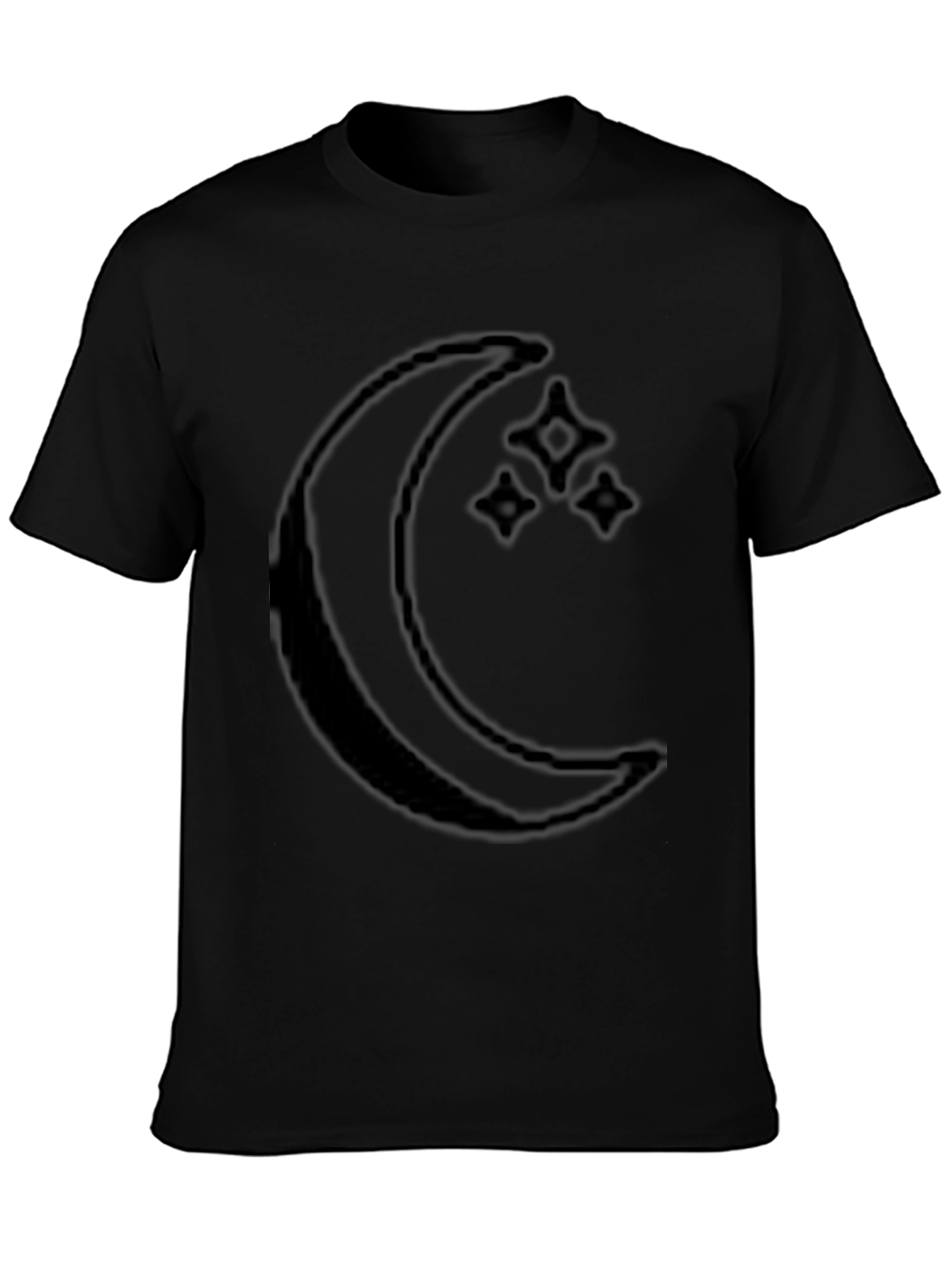 Crescent Moon & Stars Graphic Black T-Shirt