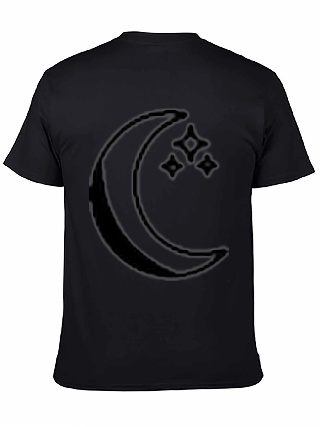 Crescent Moon & Stars Graphic Black T-Shirt