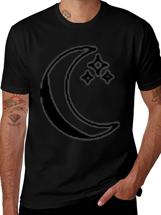 Crescent Moon & Stars Graphic Black T-Shirt