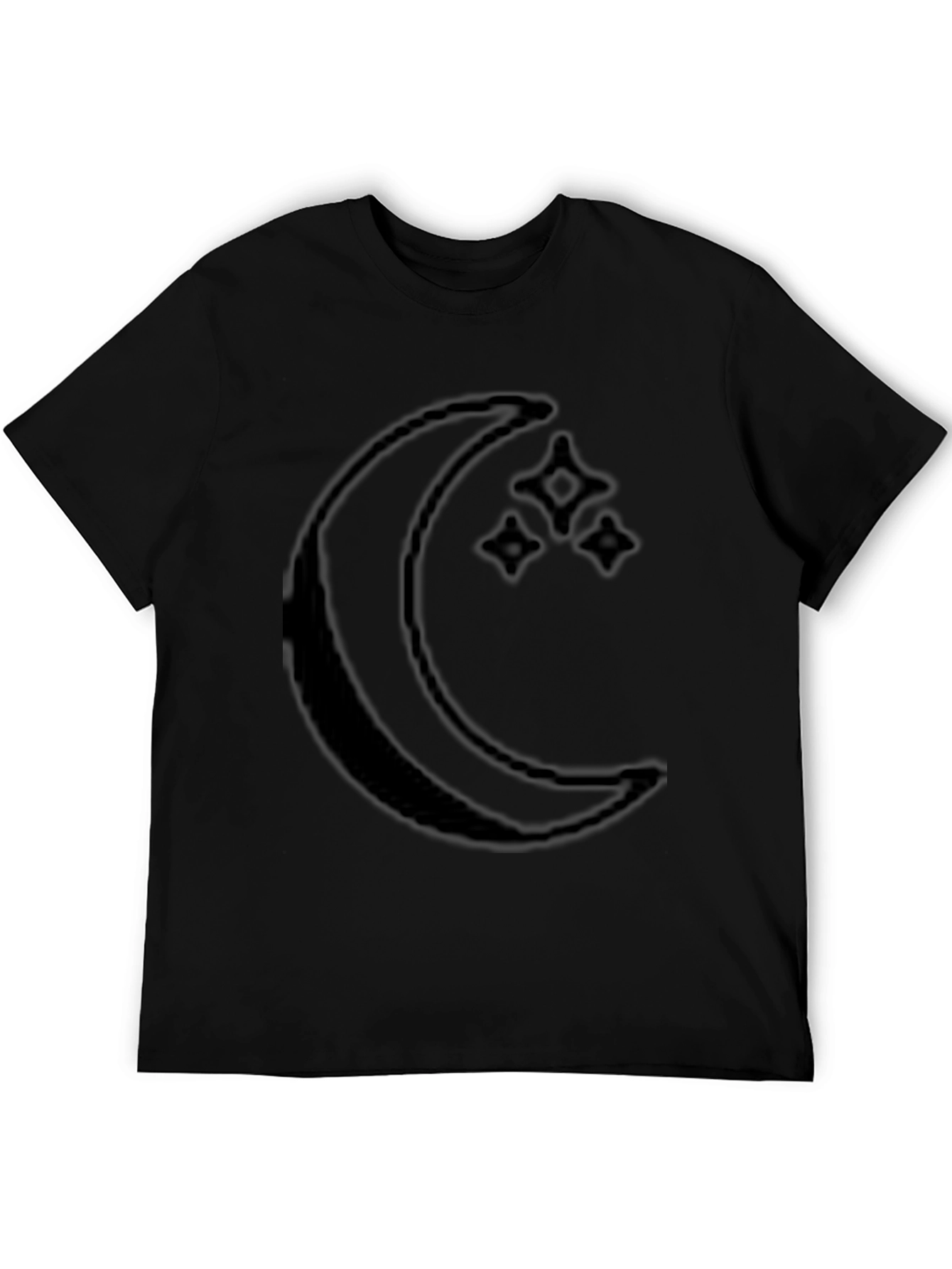 Crescent Moon & Stars Graphic Black T-Shirt