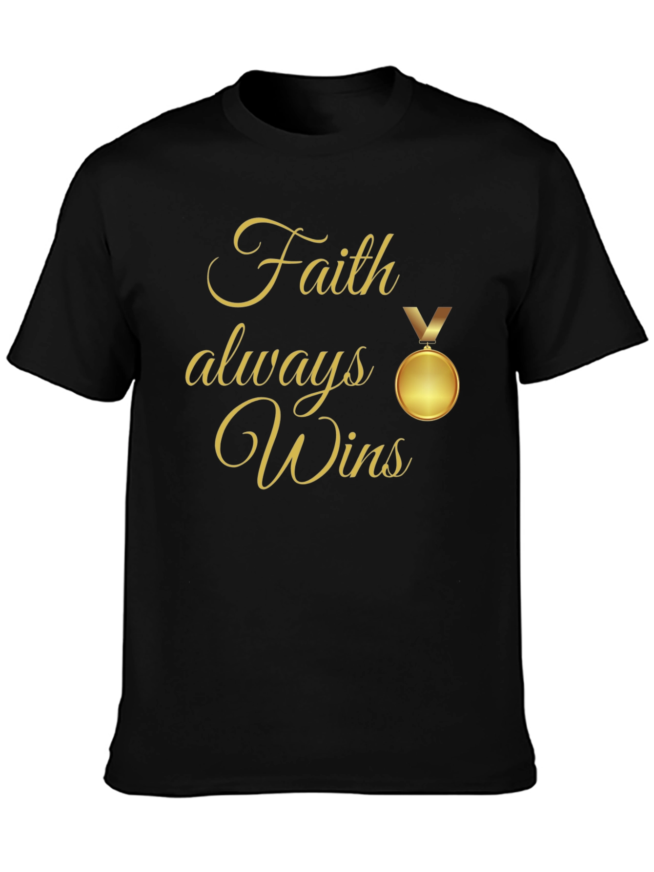 Faith Always Wins T-Shirt - Religious Medal Graphic Tee