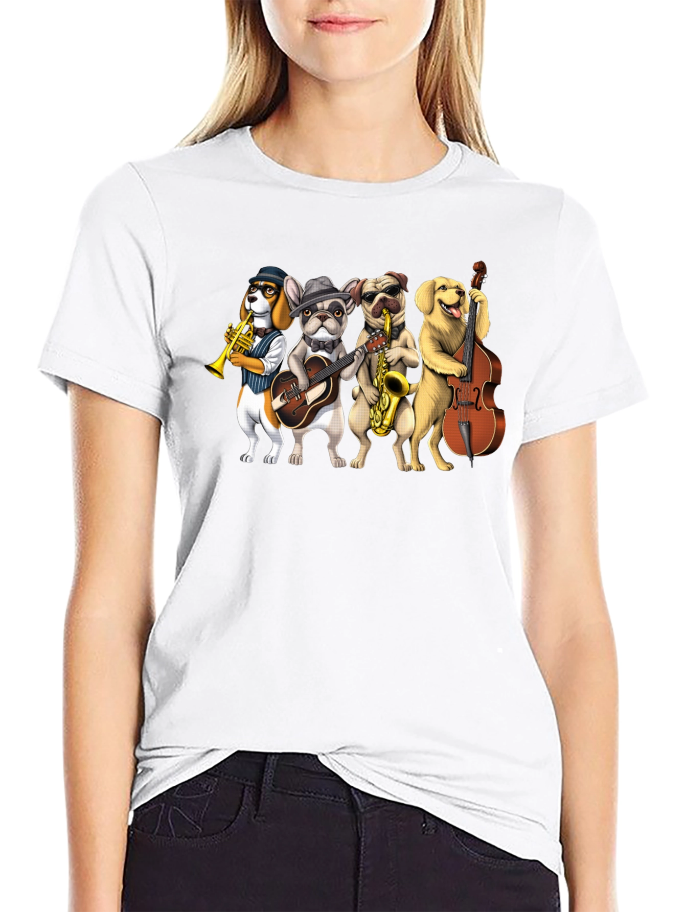 Musical Dogs Band Graphic T-Shirt