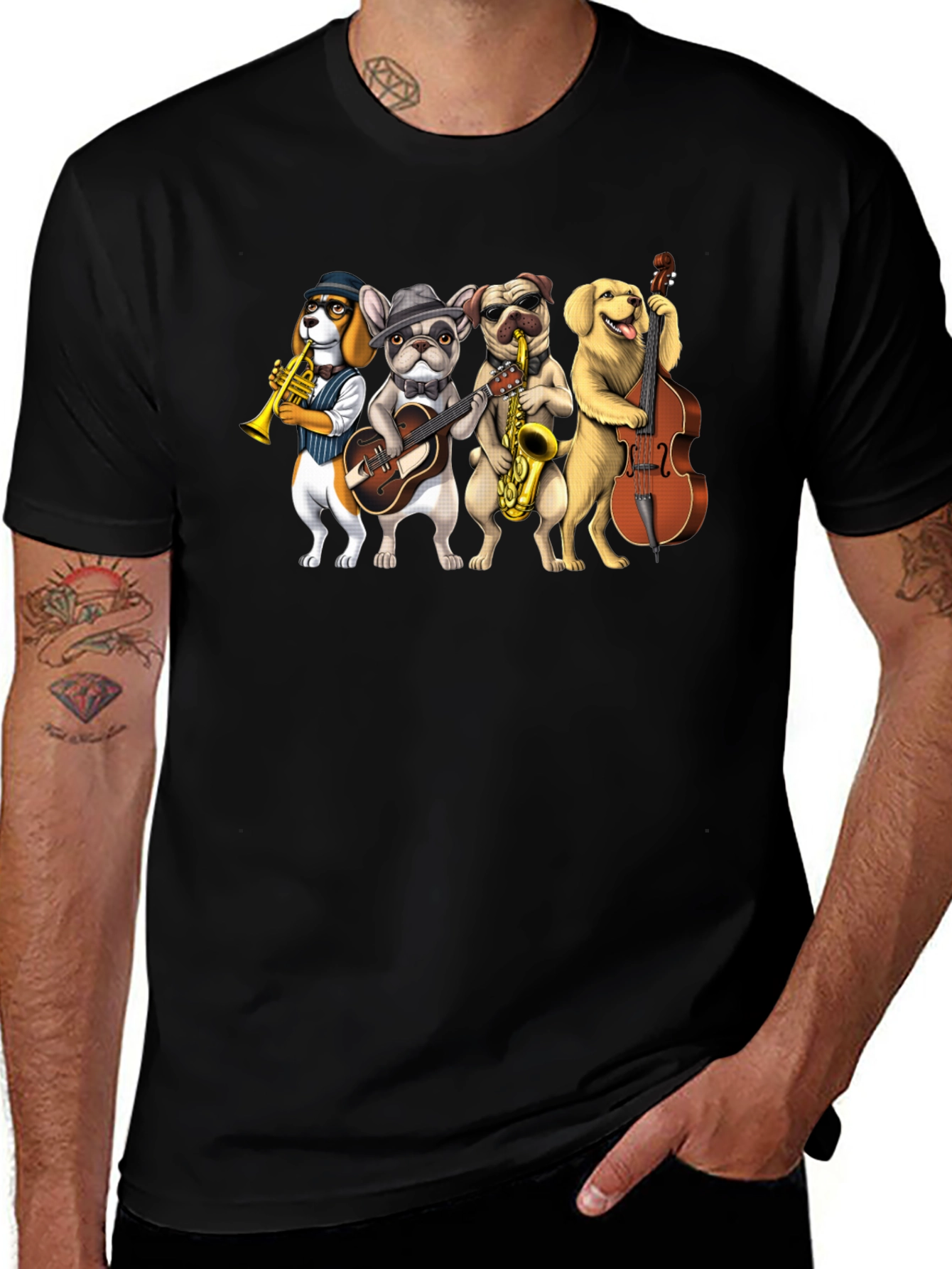 Musical Dogs Band Graphic T-Shirt