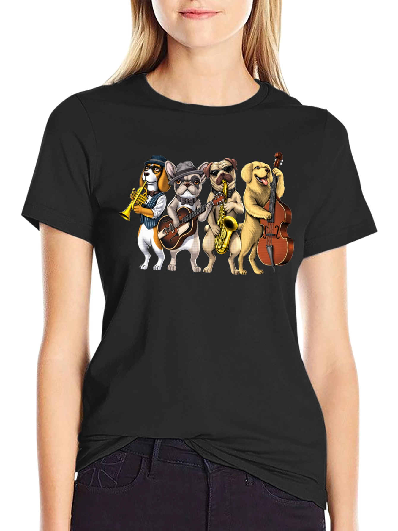 Musical Dogs Band Graphic T-Shirt