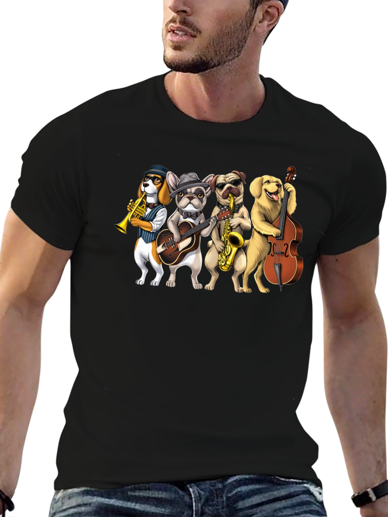 Musical Dogs Band Graphic T-Shirt