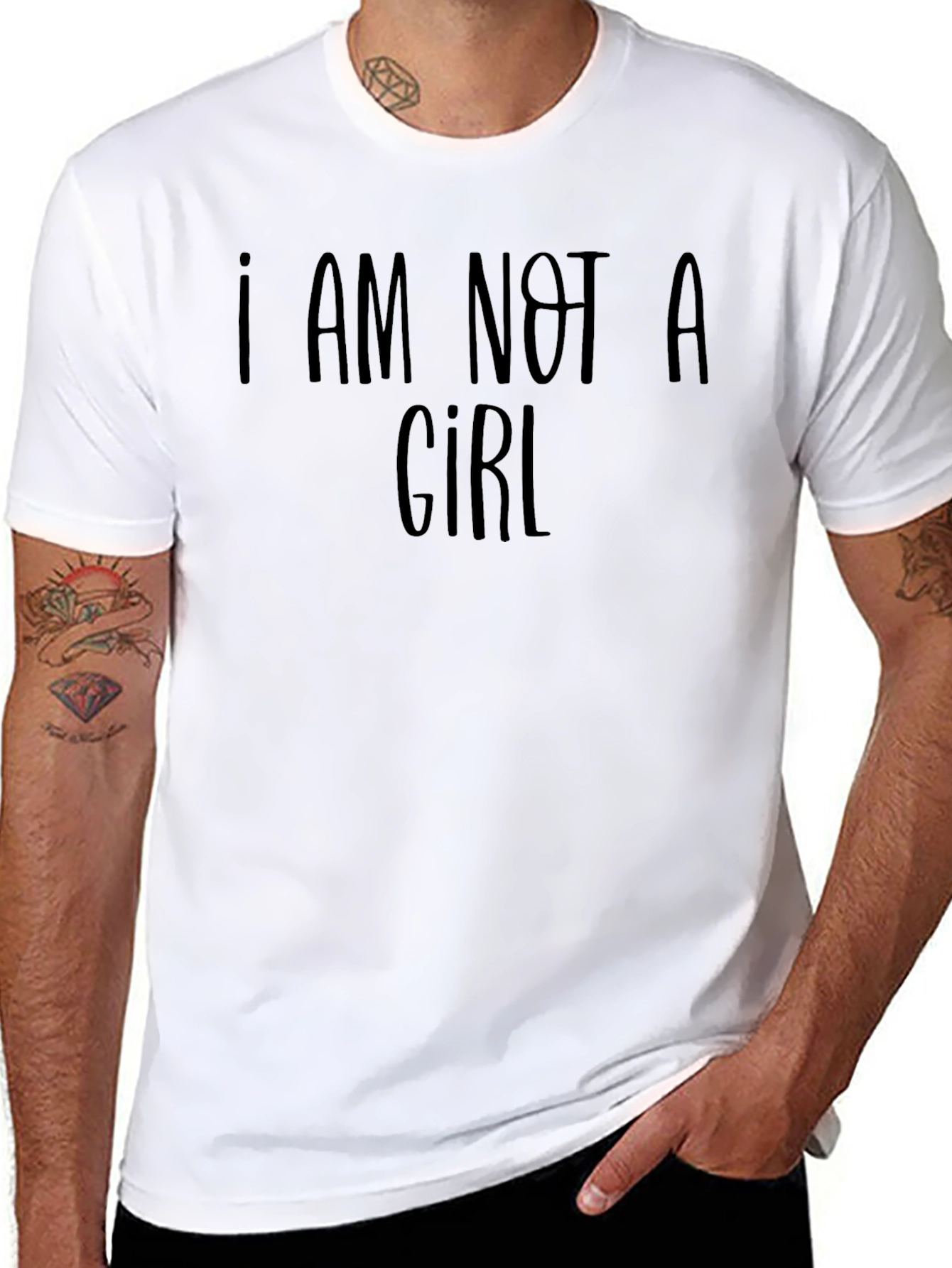 I AM NOT A GIRL Black Graphic T-Shirt