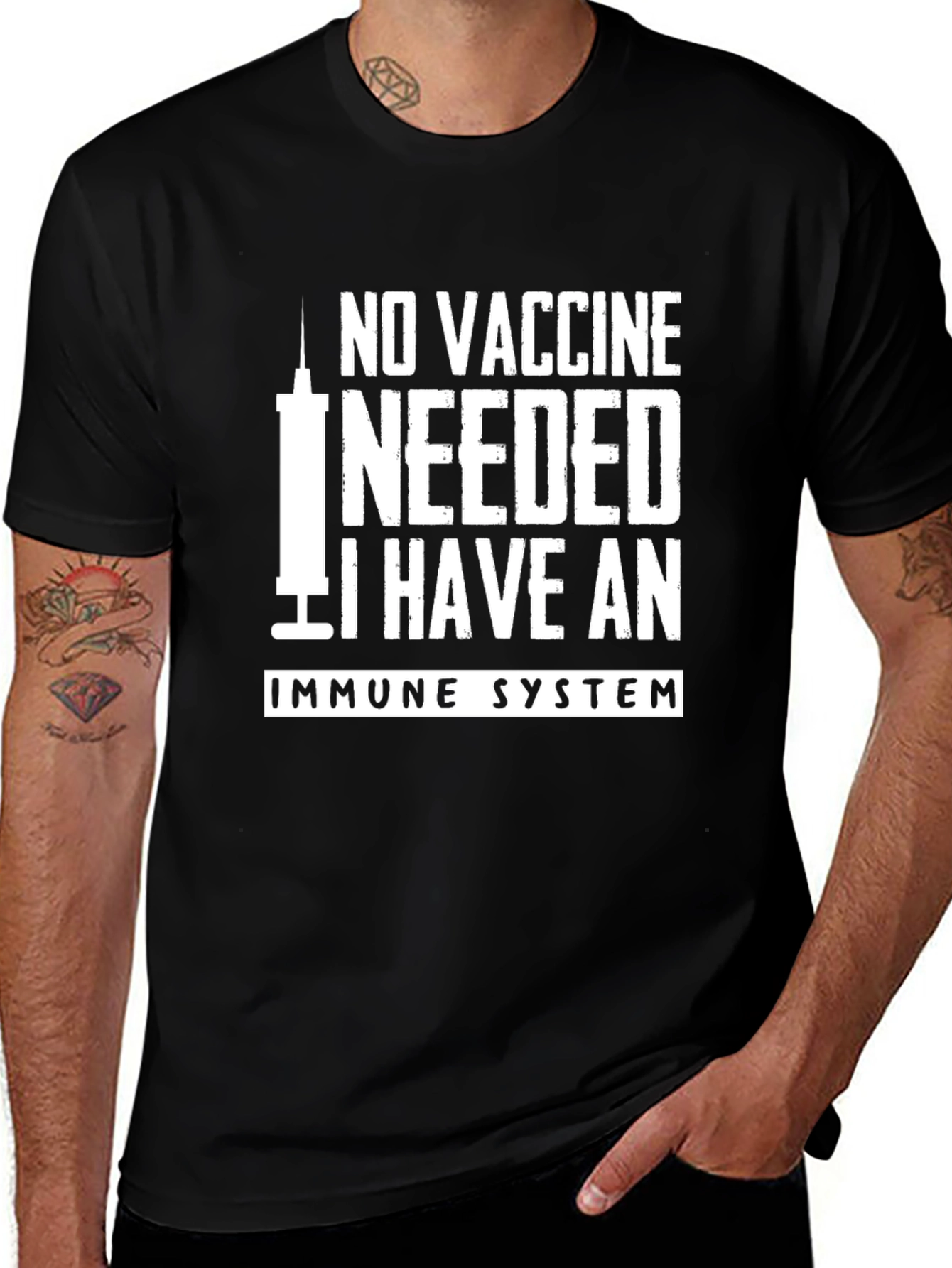 No Vaccine Needed Immune System Graphic T-Shirt