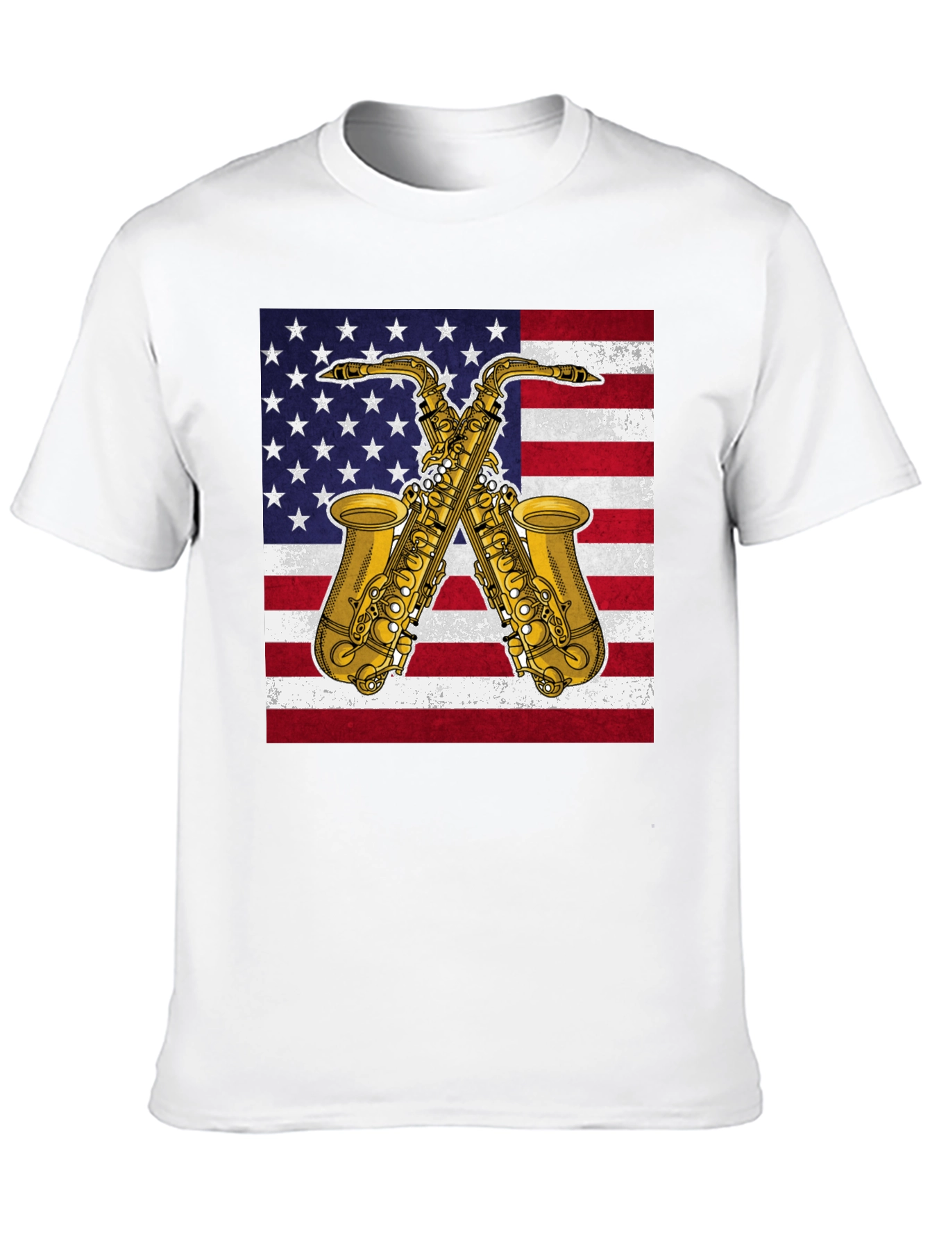 American Flag Saxophone Graphic Tee