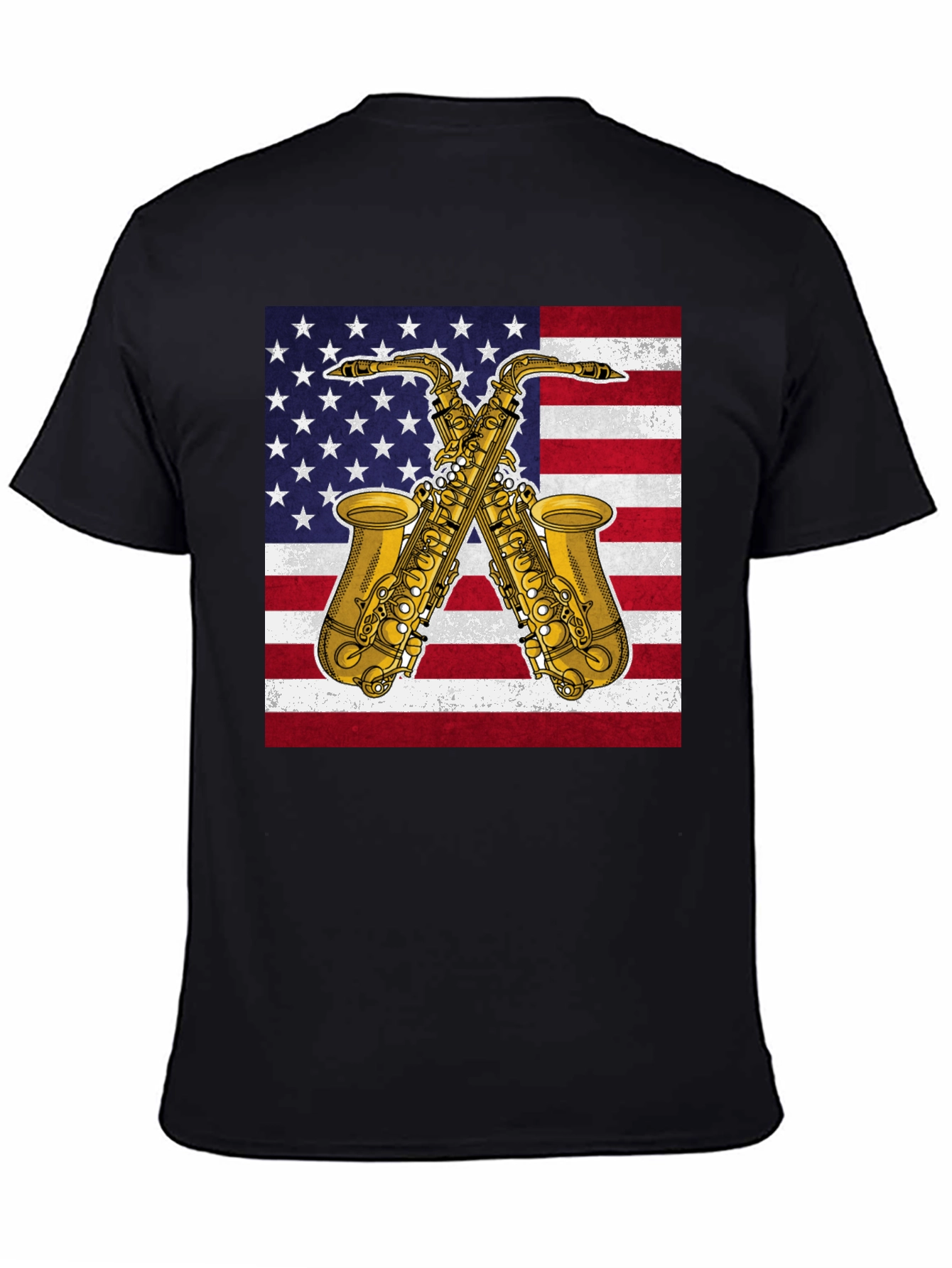 American Flag Saxophone Graphic Tee