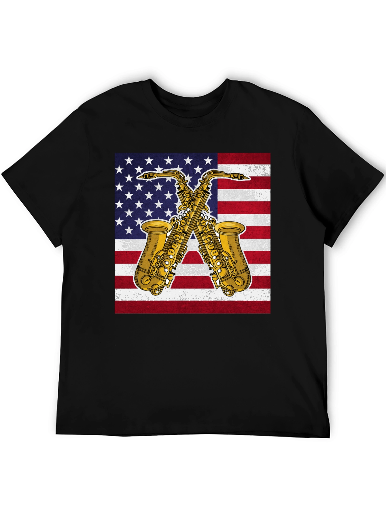 American Flag Saxophone Graphic Tee