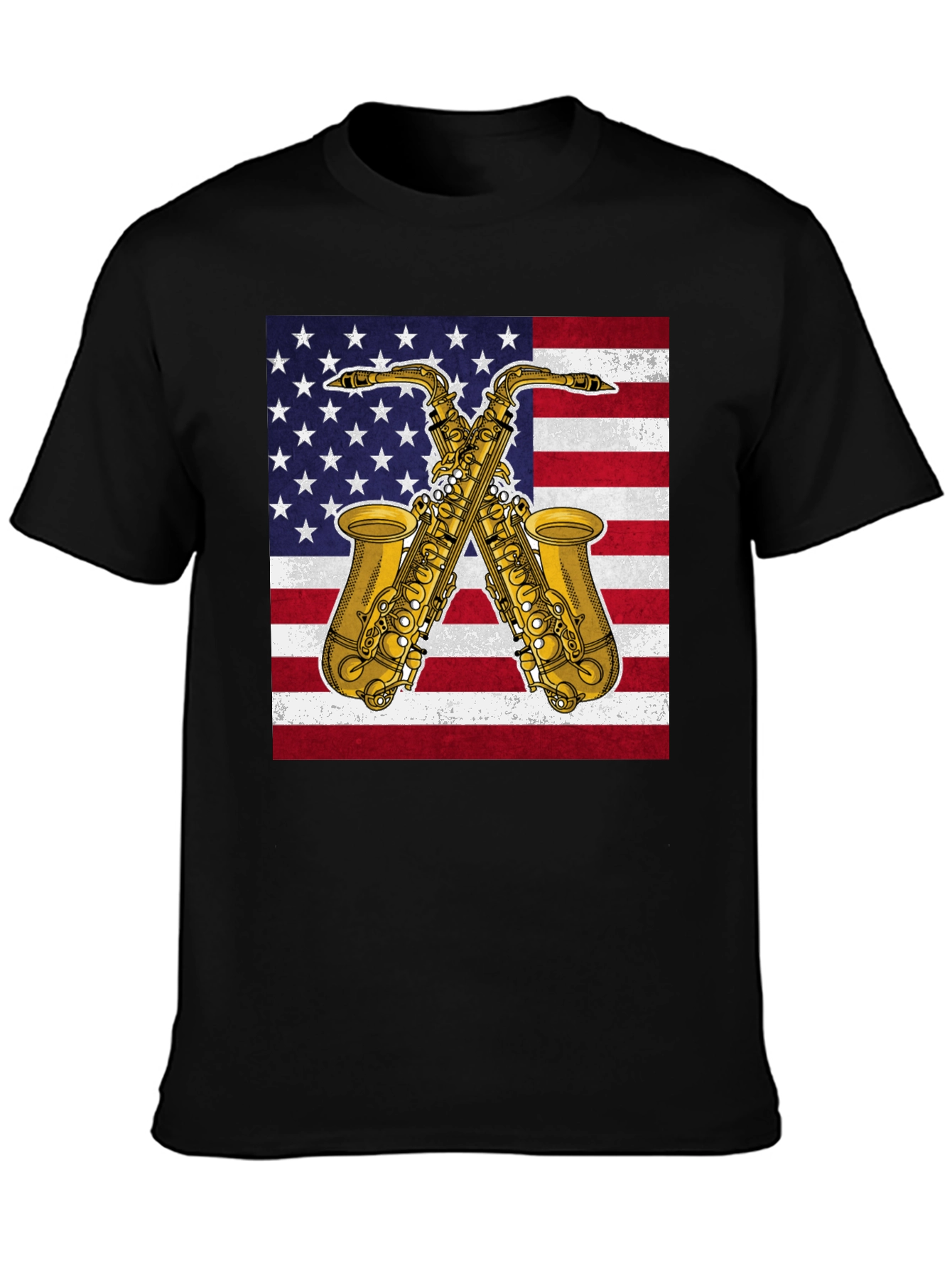 American Flag Saxophone Graphic Tee