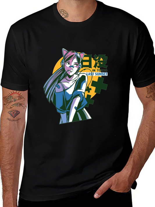 Anime Girl Black T-Shirt