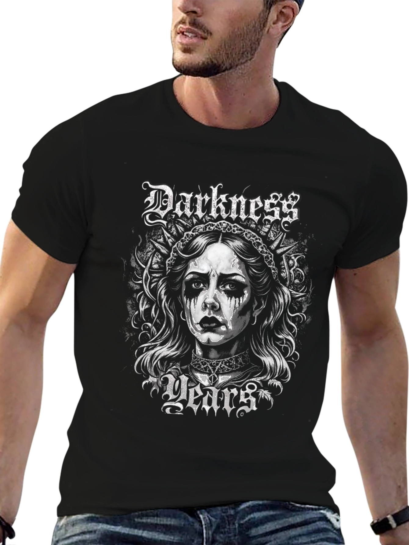 Darkness Years Graphic Print Black T-Shirt