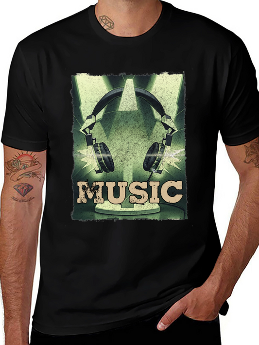Vintage Music Headphones Graphic T-Shirt