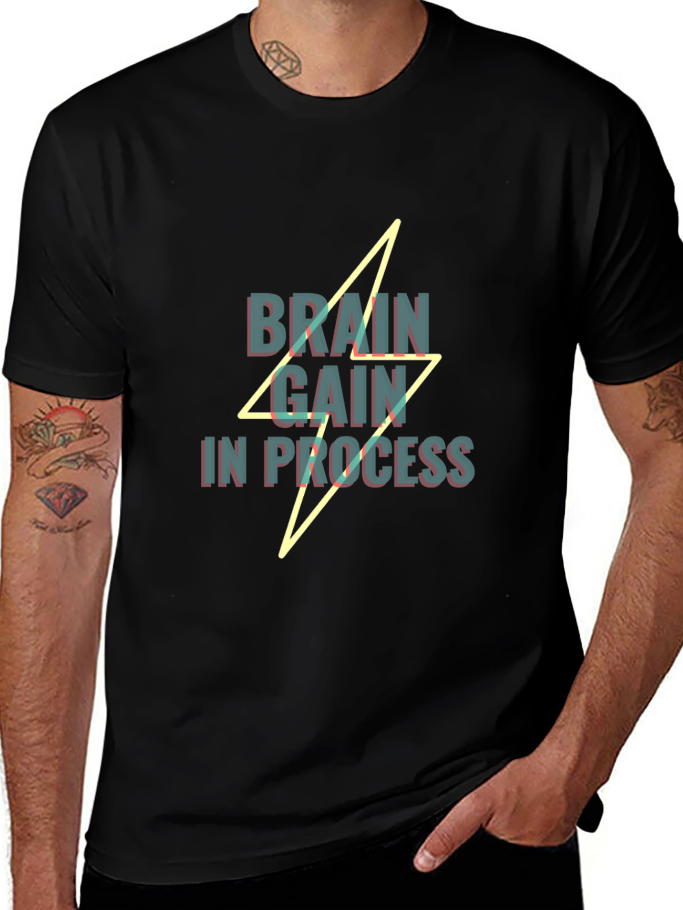 Brain Gain In Process Graphic T-Shirt - Black
