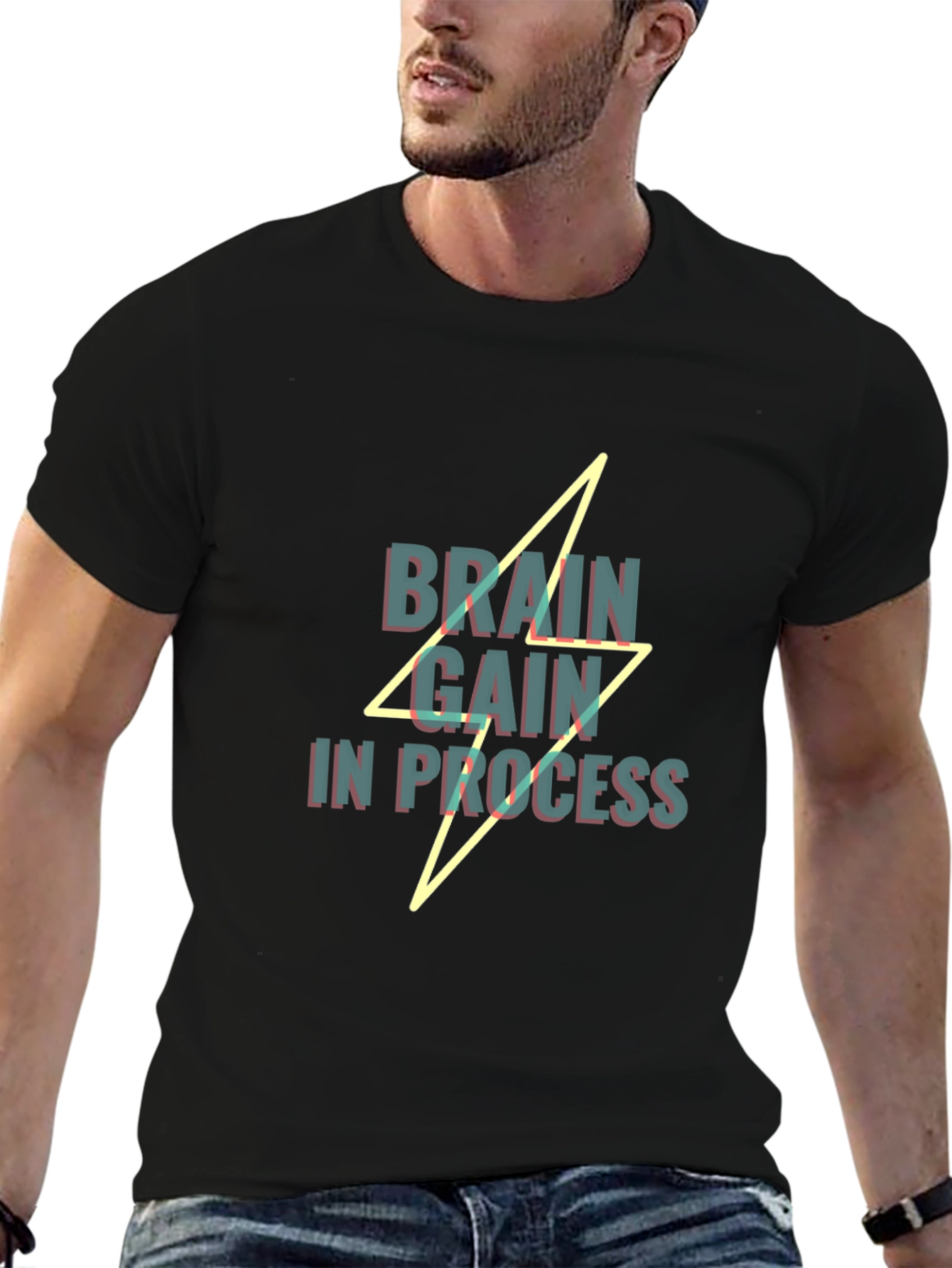 Brain Gain In Process Graphic T-Shirt - Black