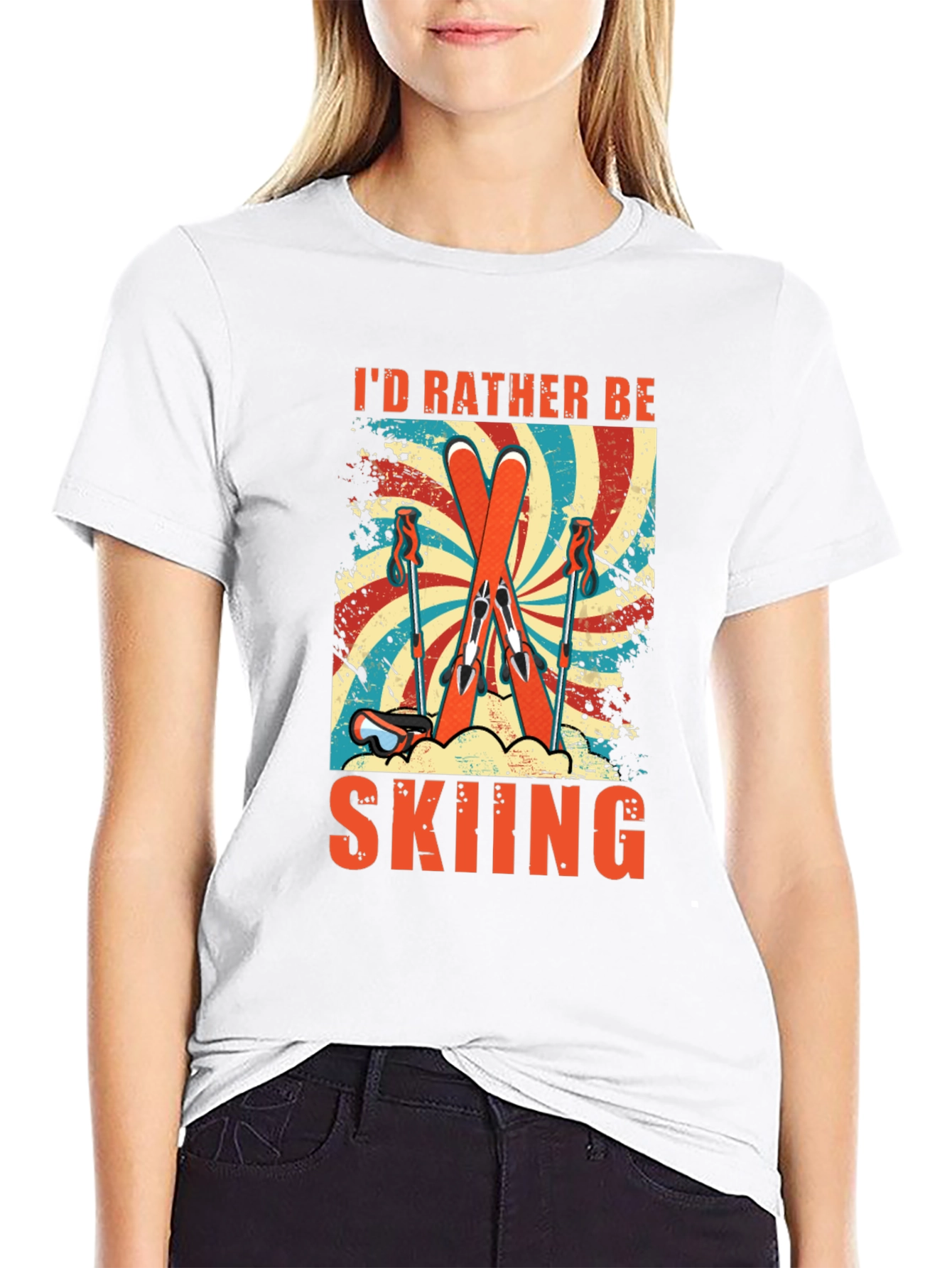 Id Rather Be Skiing Retro Graphic Tee