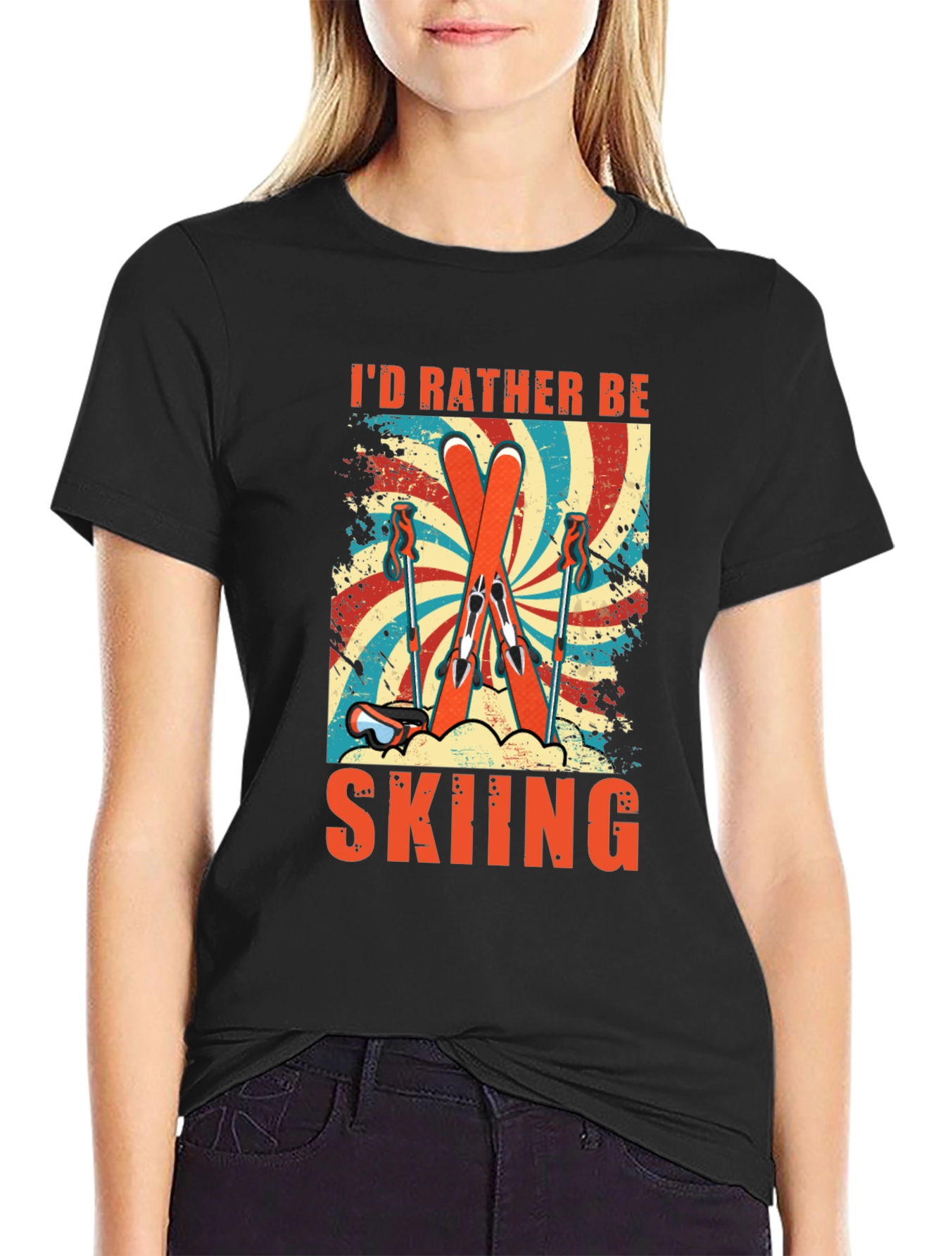 Id Rather Be Skiing Retro Graphic Tee