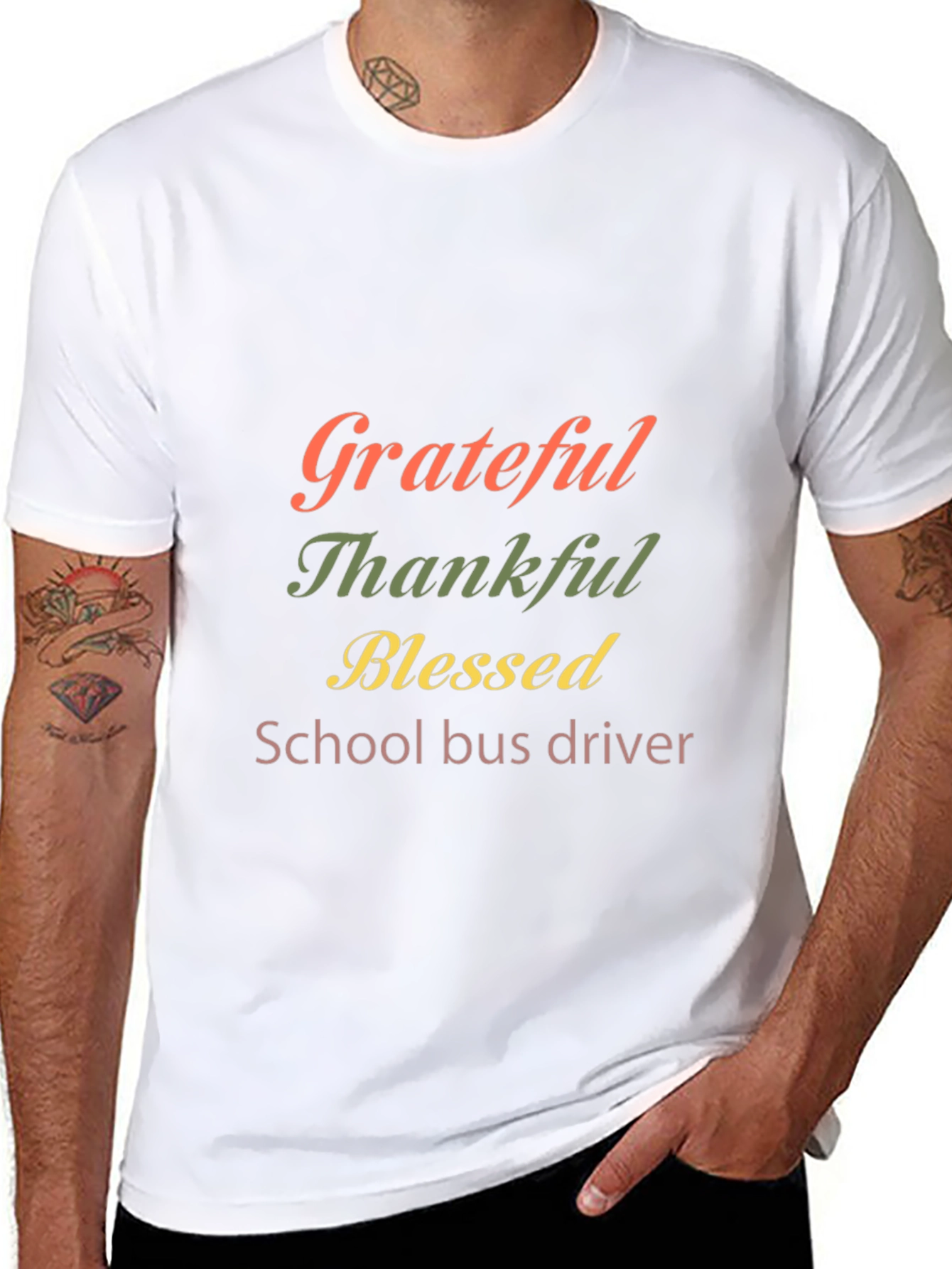 Grateful Thankful Blessed School Bus Driver T-Shirt