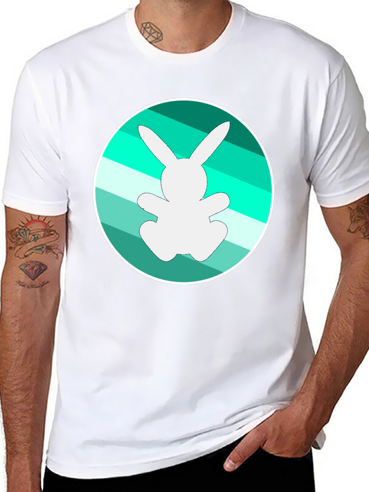 Bunny Graphic Tee - Cool Striped Circle Design