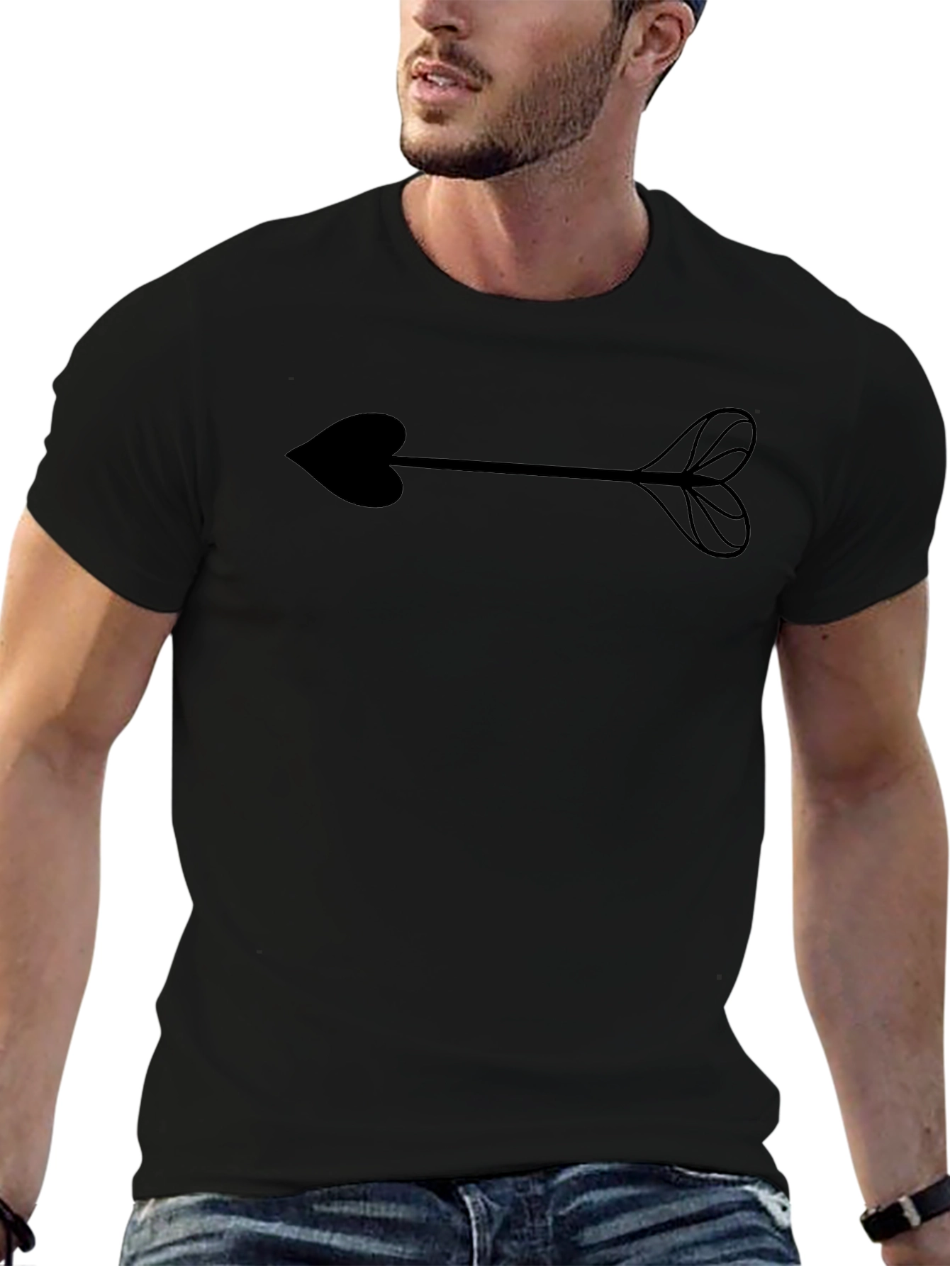 Black Arrow Heart Tee - Stylish & Unique