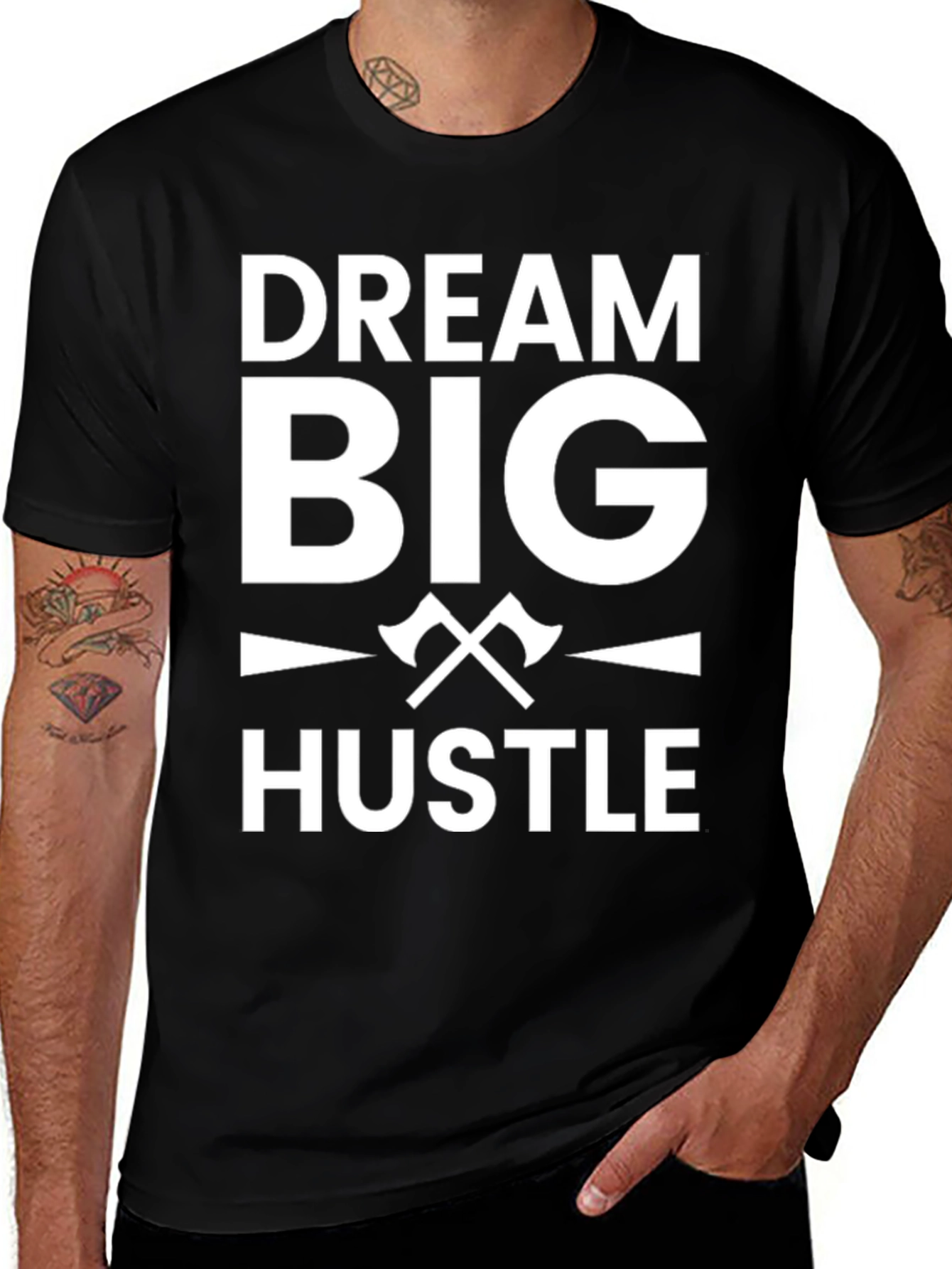 Dream Big Hustle Black Graphic T-Shirt