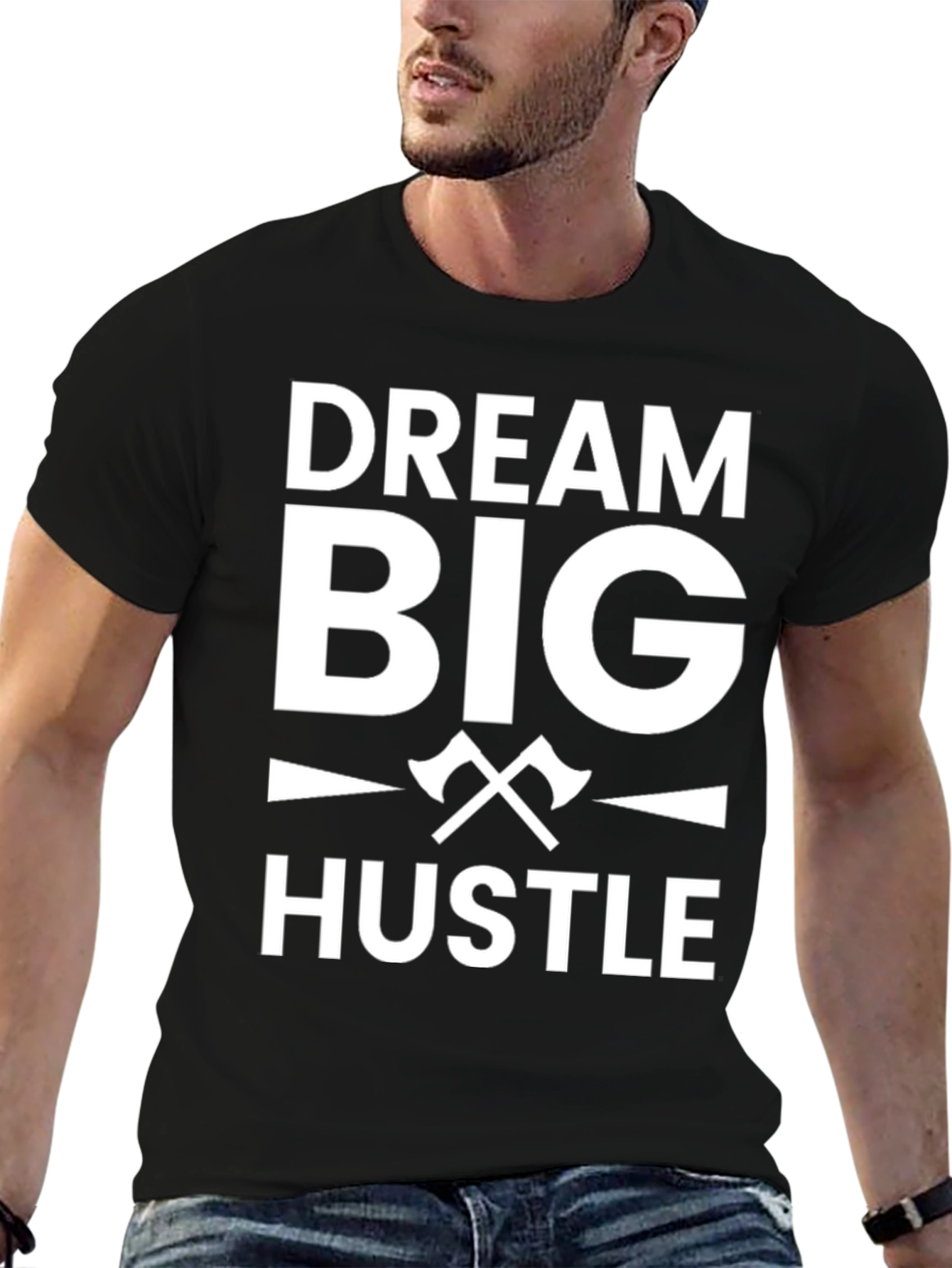 Dream Big Hustle Black Graphic T-Shirt