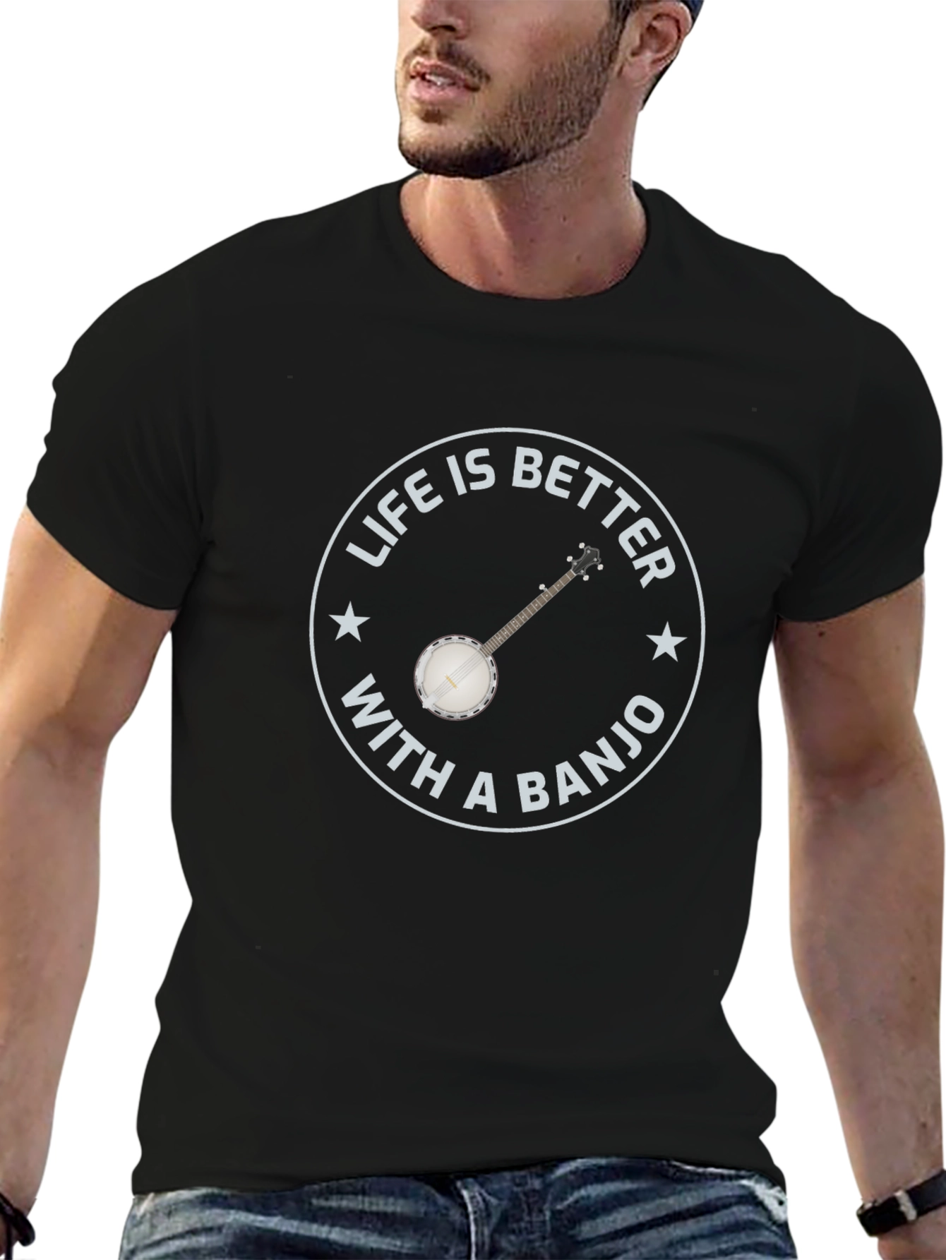 Life is Better with a Banjo - Black T-shirt