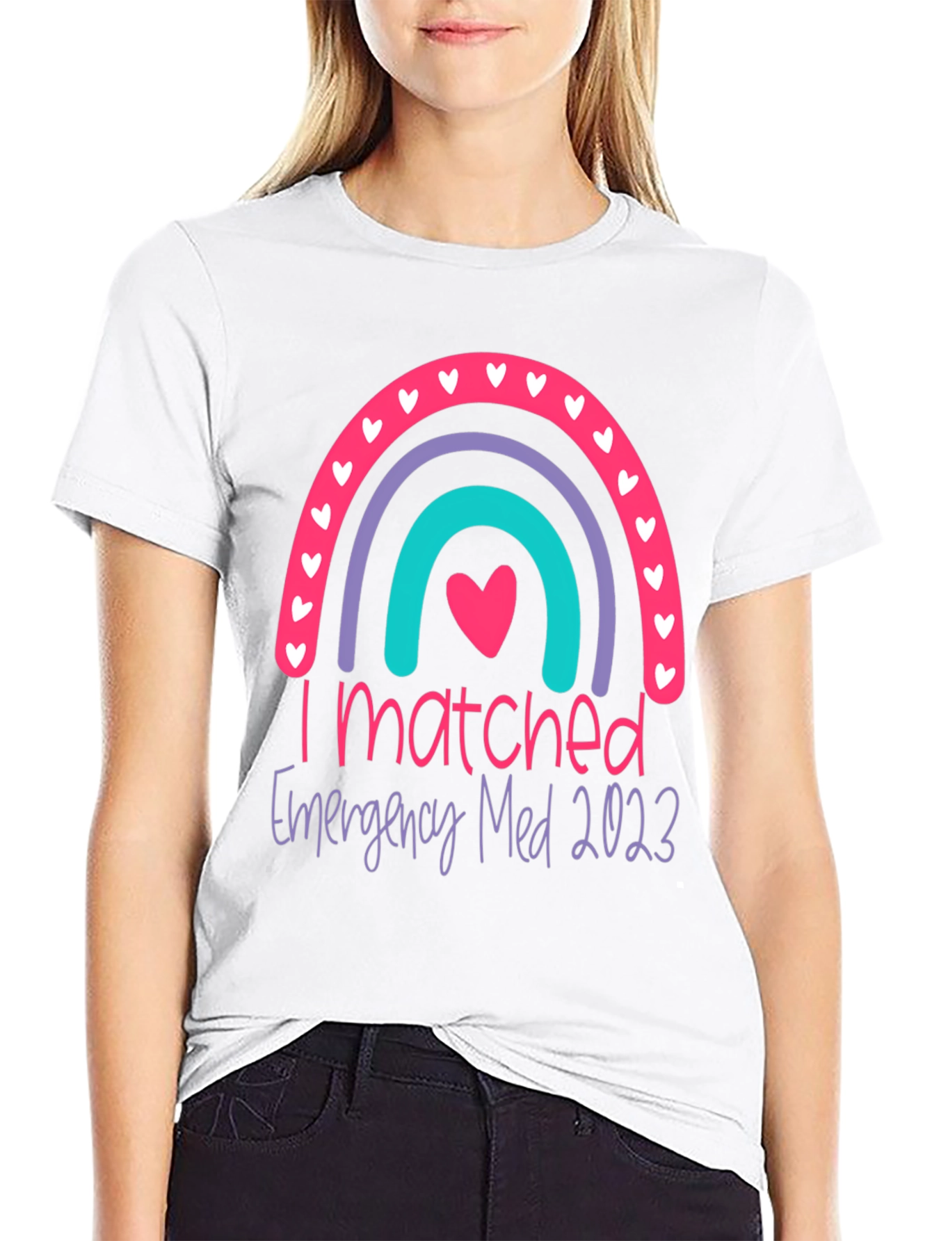 I Matched Emergency Med 2023 Rainbow Graphic Tee
