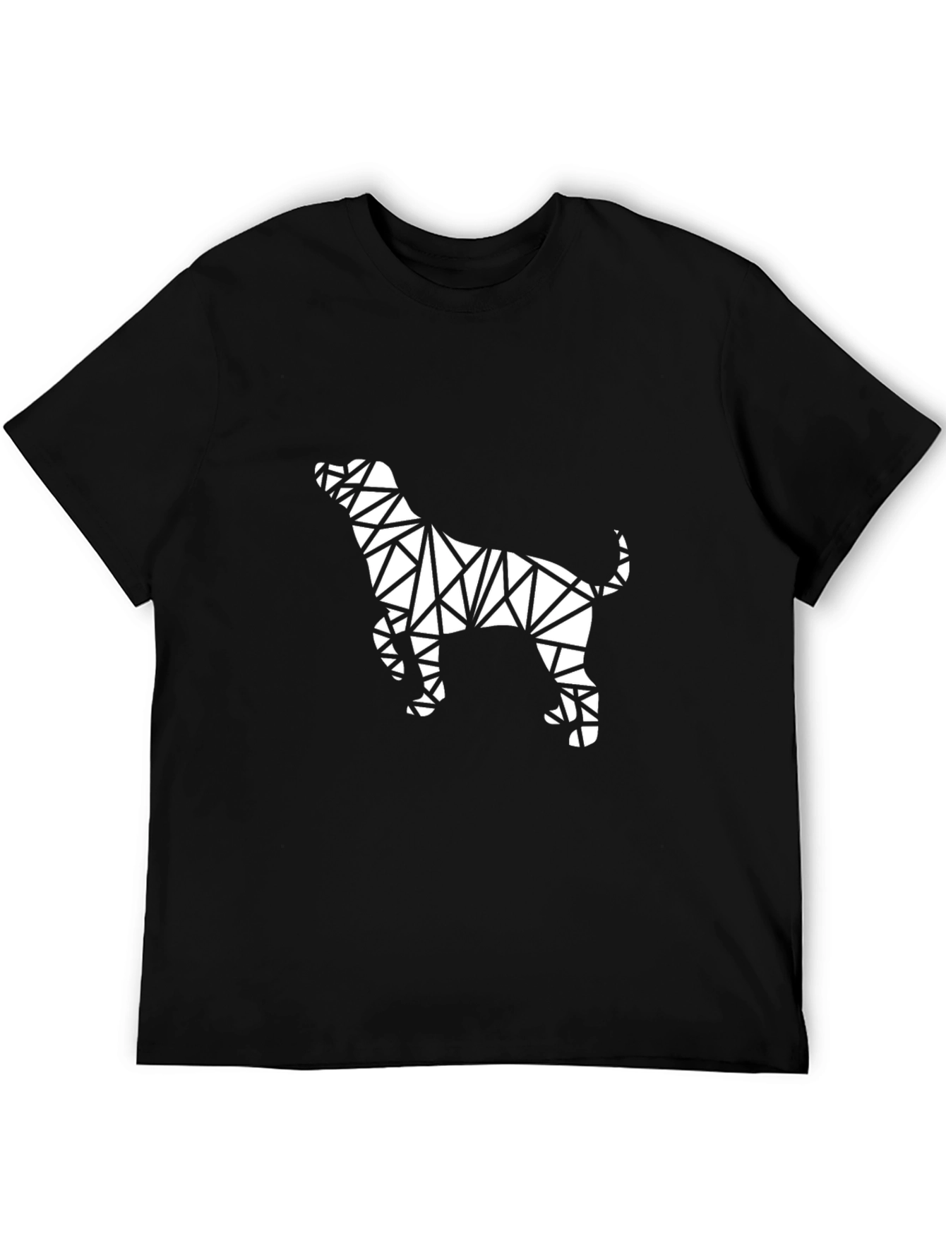 Geometric Dog Graphic Tee - Modern Black T-Shirt